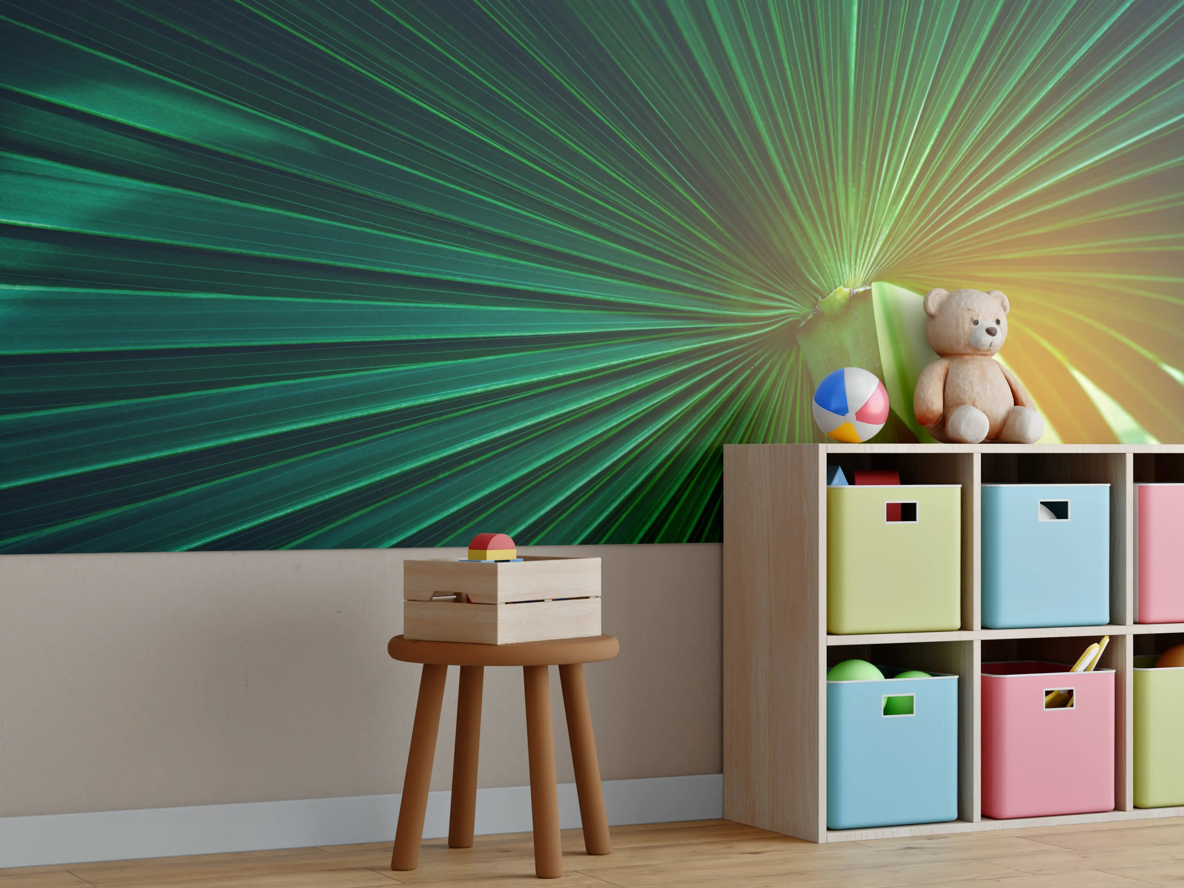 Kinderzimmer Wandgestaltung - Grüne Blatt Textur