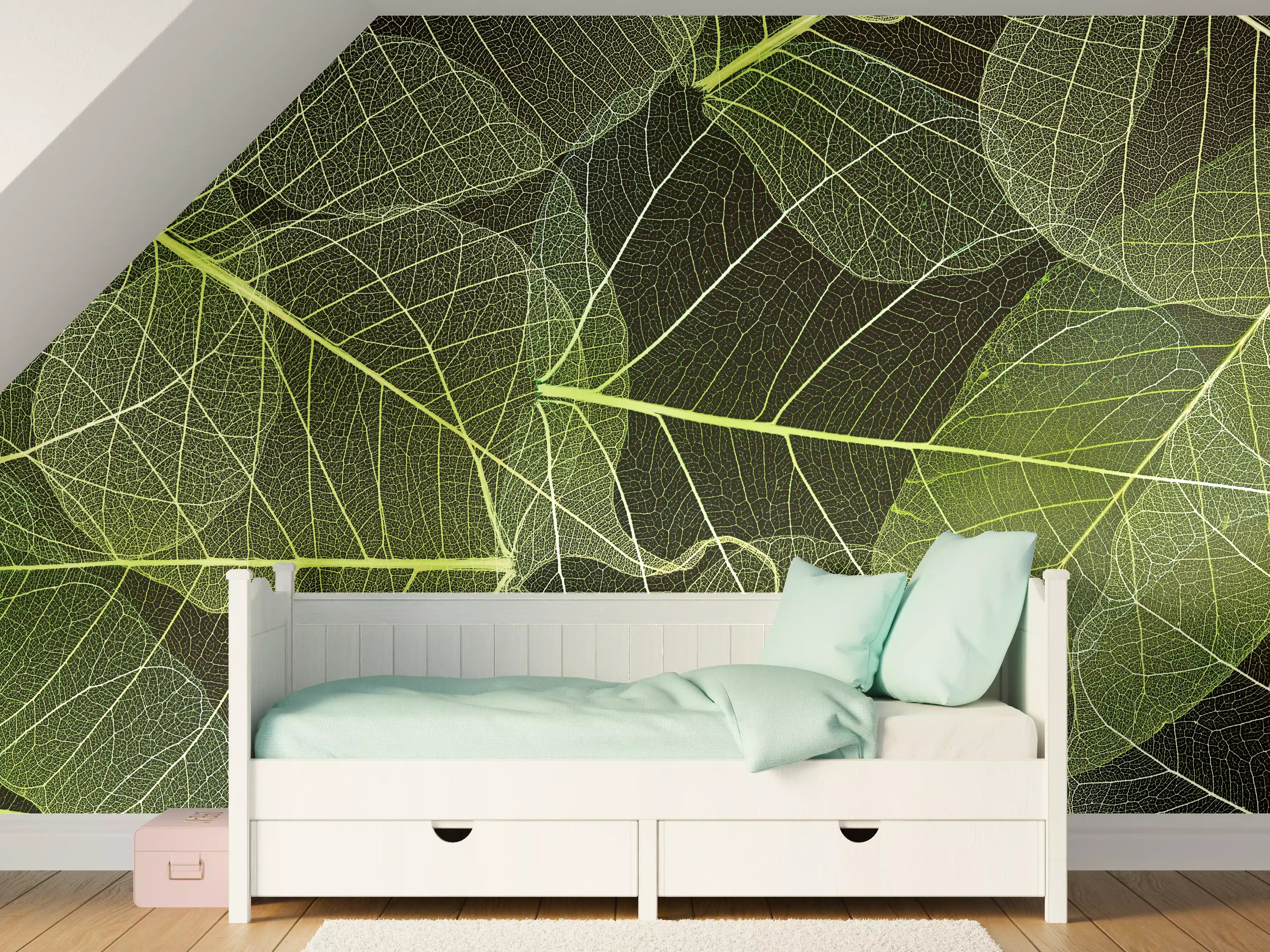 Kinderzimmer Wandgestaltung - Grüne Blattstruktur Makrofoto