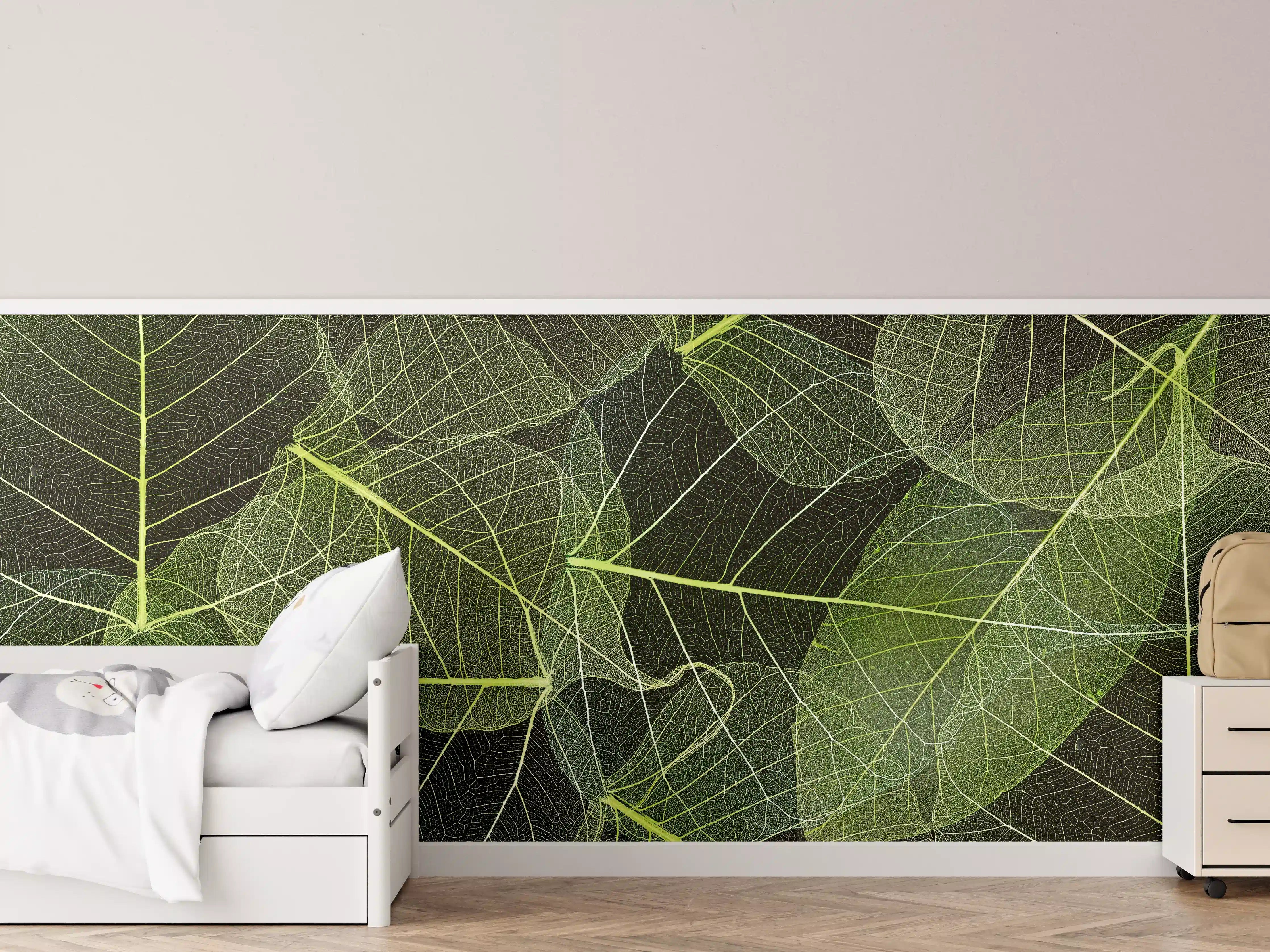 Kinderzimmer Wandgestaltung - Grüne Blattstruktur Makrofoto