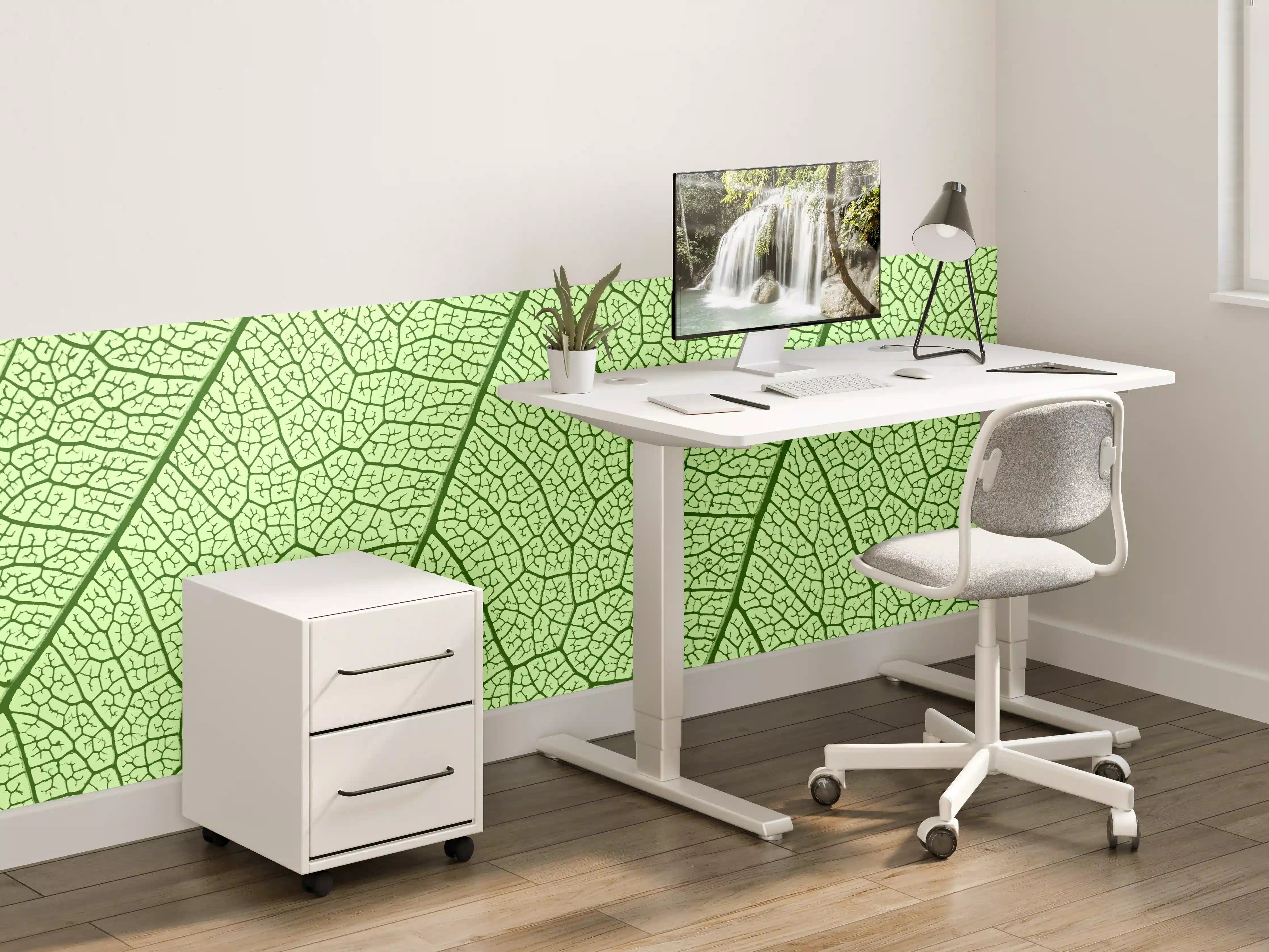 Kinderzimmer Wandgestaltung - Grüne Blattvenen Makroaufnahme