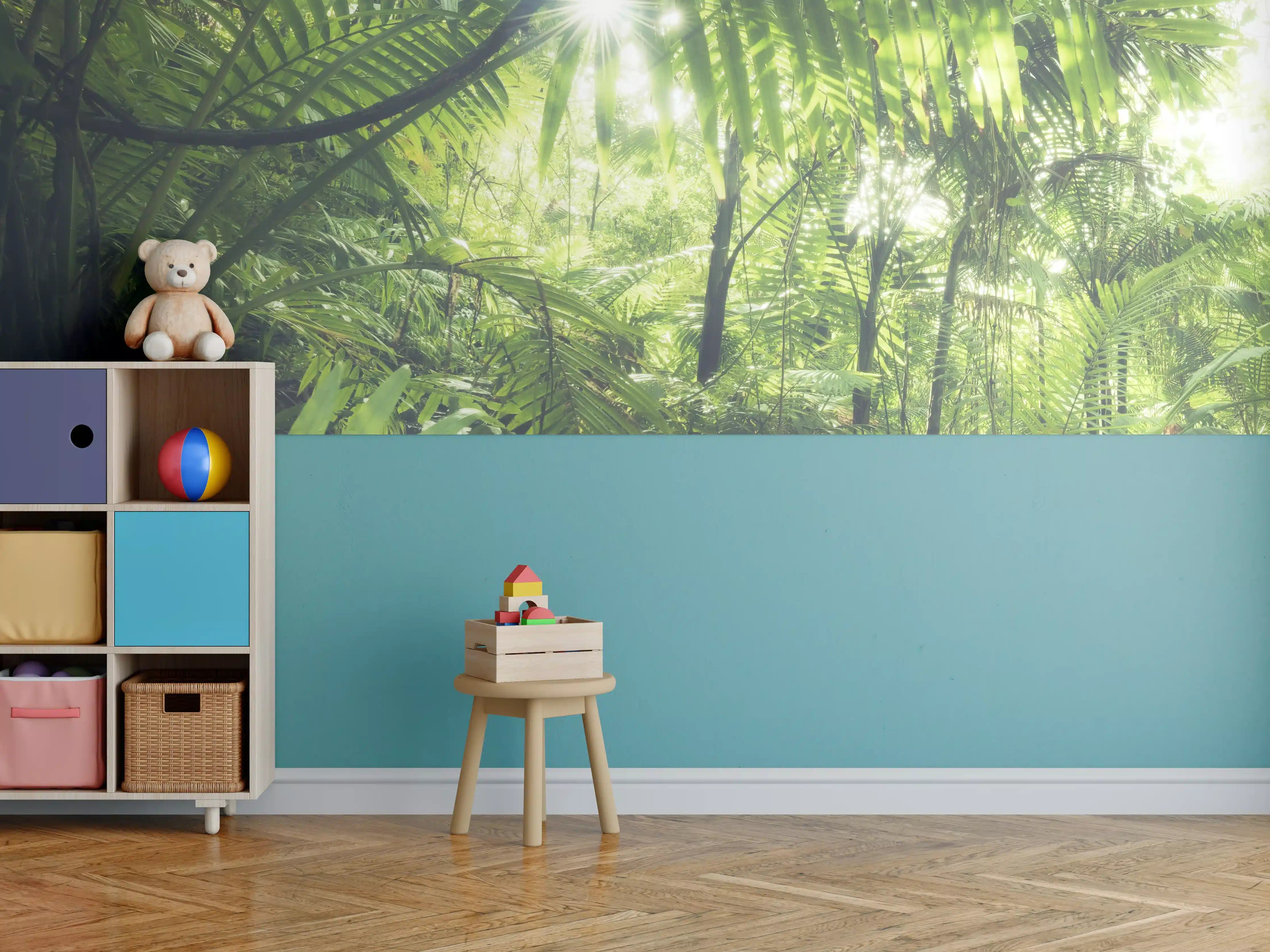 Kinderzimmer Wandgestaltung - Grüne Dschungel-Lichtspiele