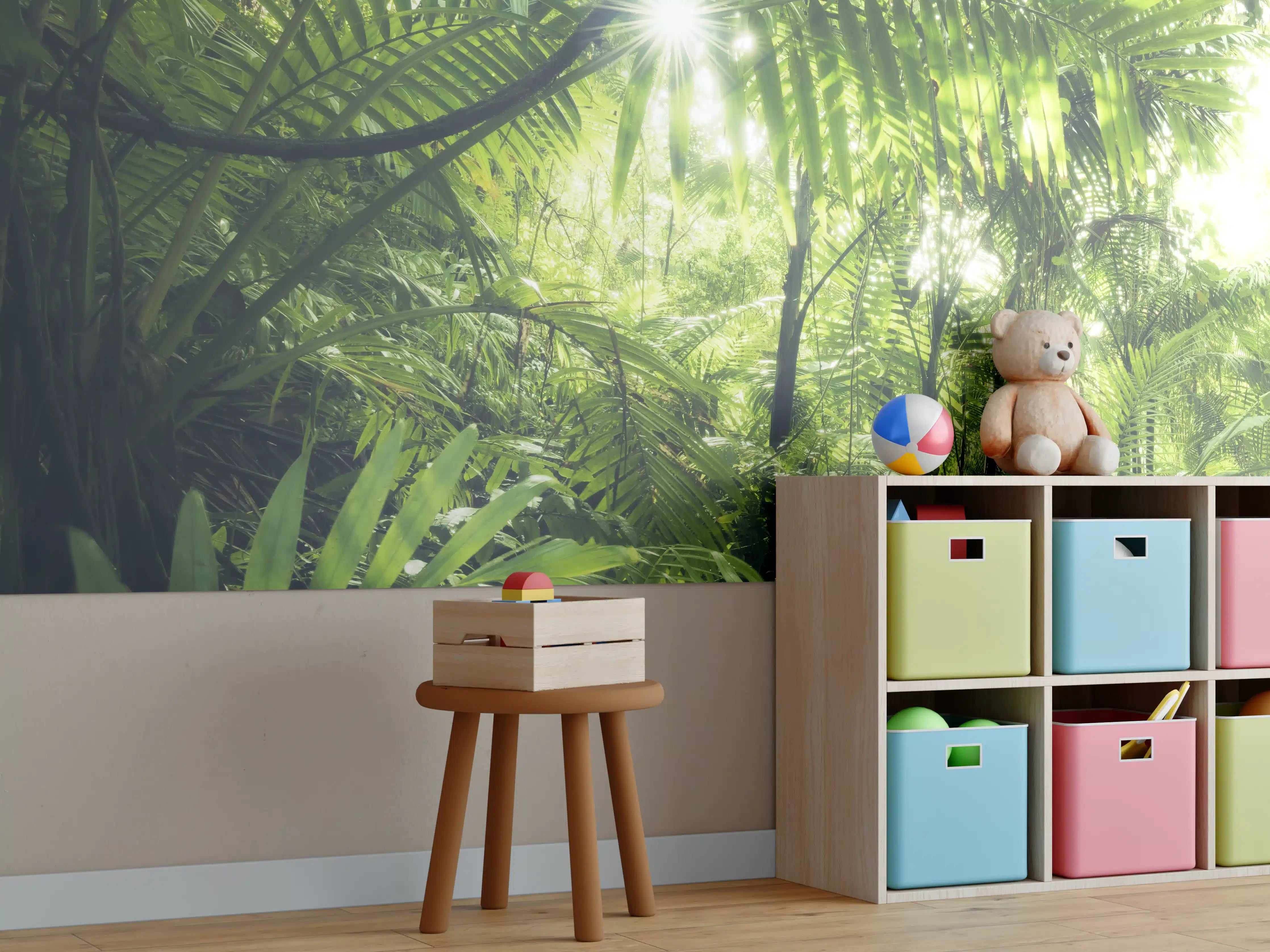 Kinderzimmer Wandgestaltung - Grüne Dschungel-Lichtspiele