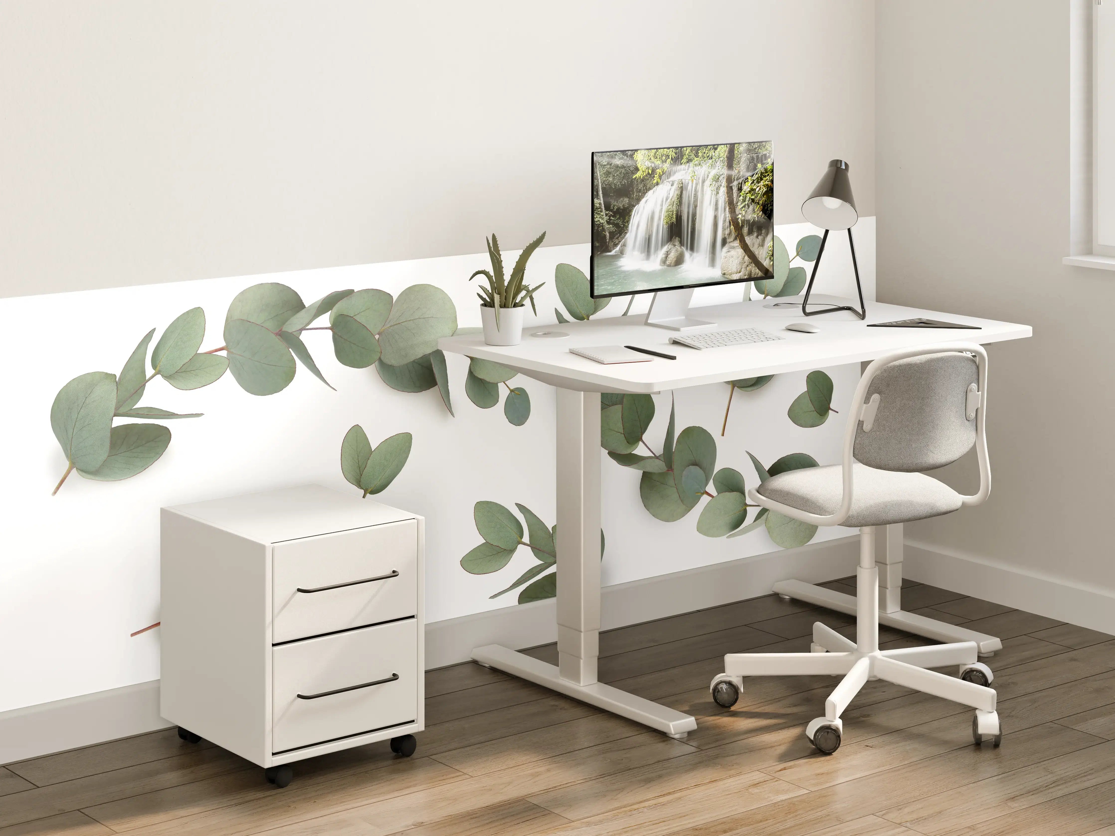 Kinderzimmer Wandgestaltung - Grüne Eukalyptus Blätter