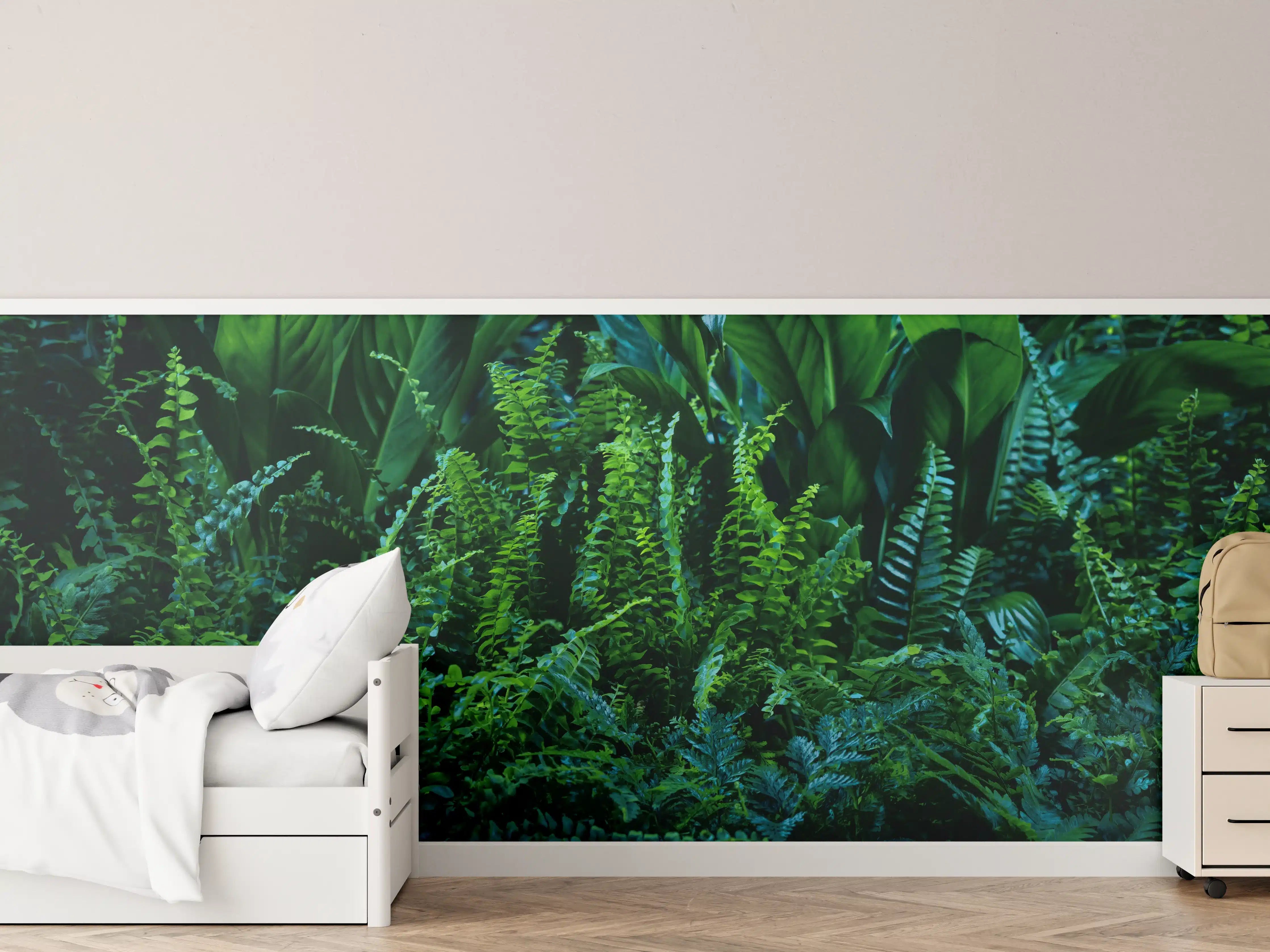 Kinderzimmer Wandgestaltung - Grüne Farn Blatt Textur
