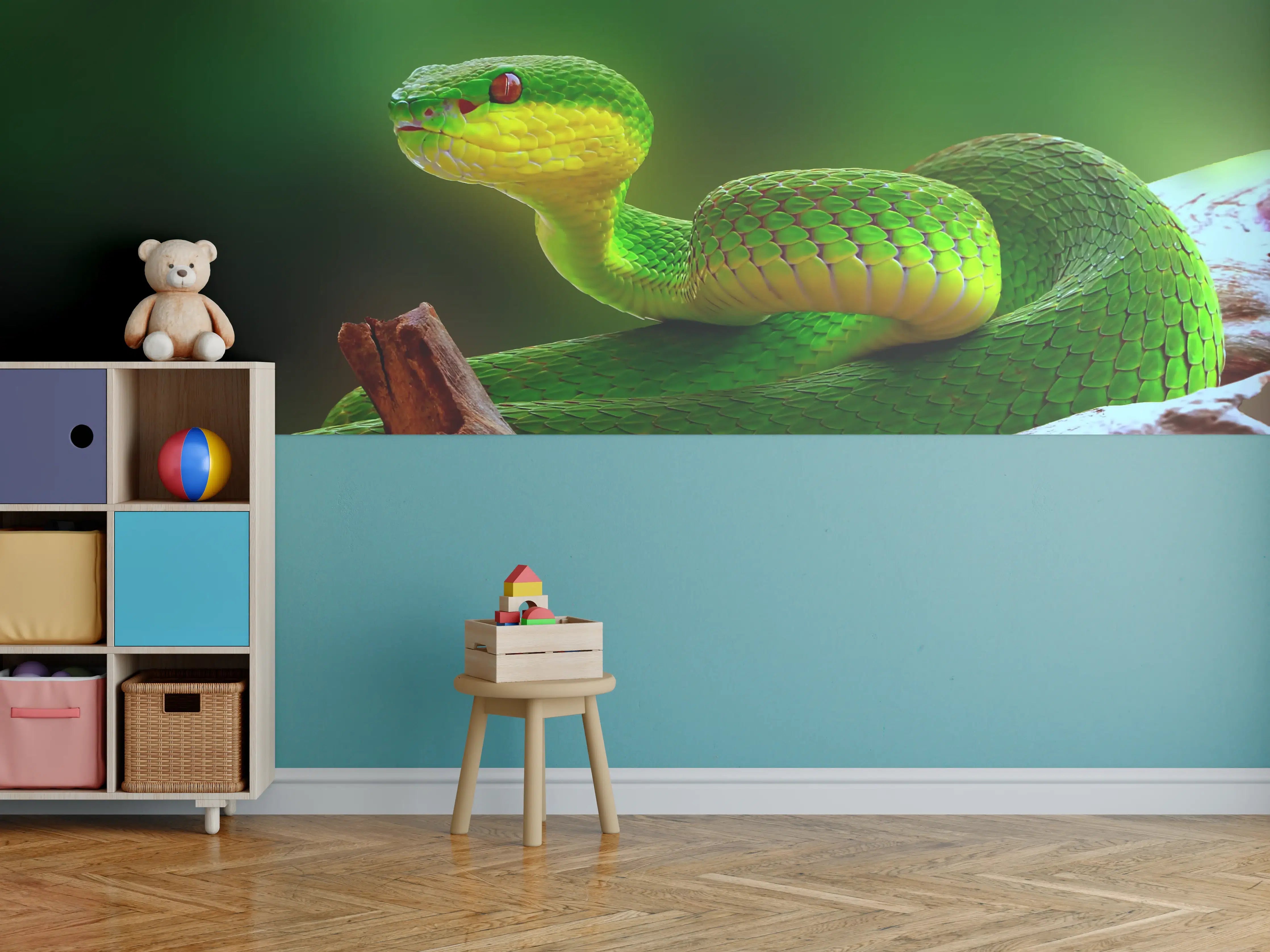 Kinderzimmer Wandgestaltung - Grüne Inselvipernatter