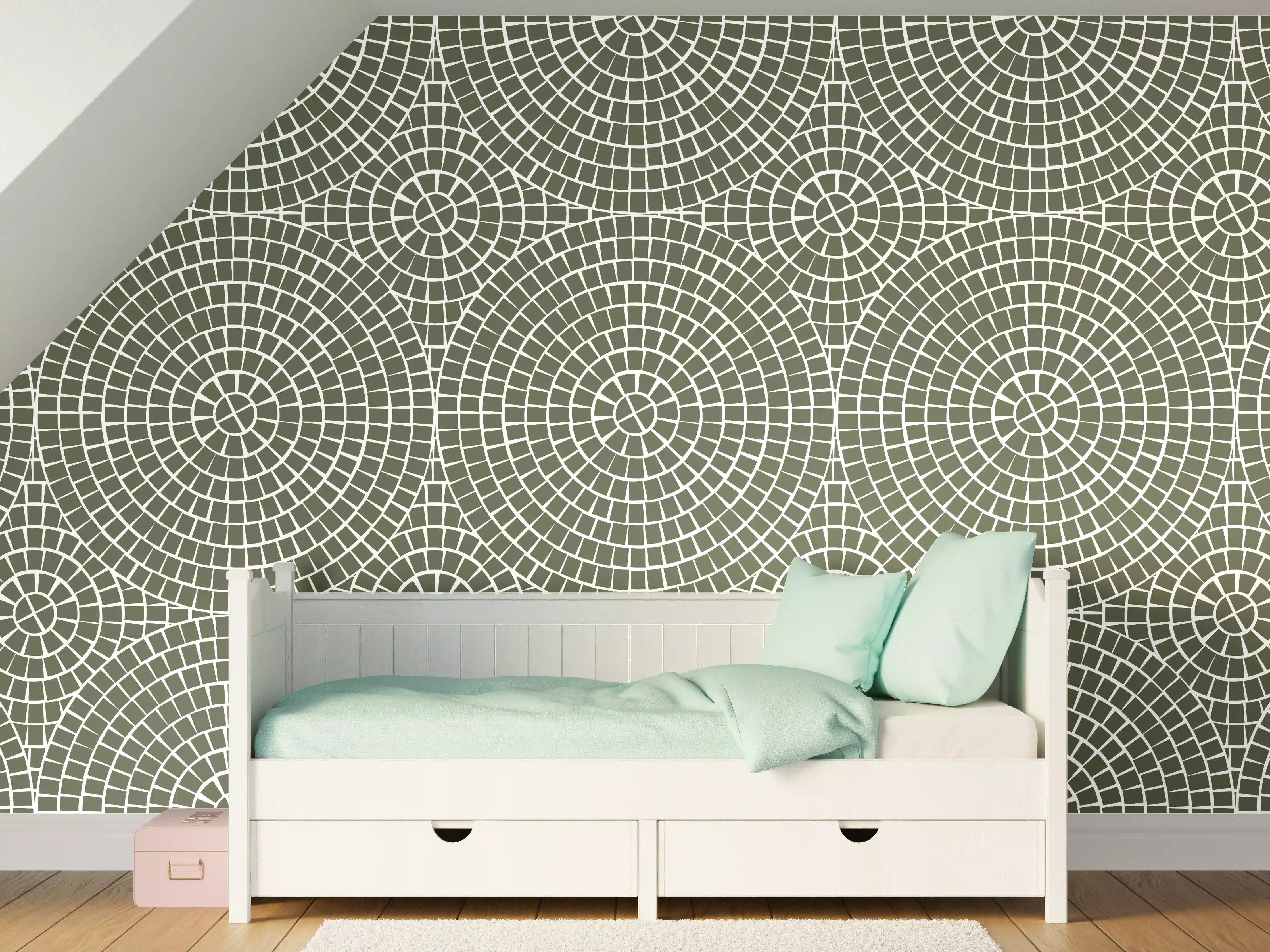 Kinderzimmer Wandgestaltung - Grüne Mosaik-Fliese