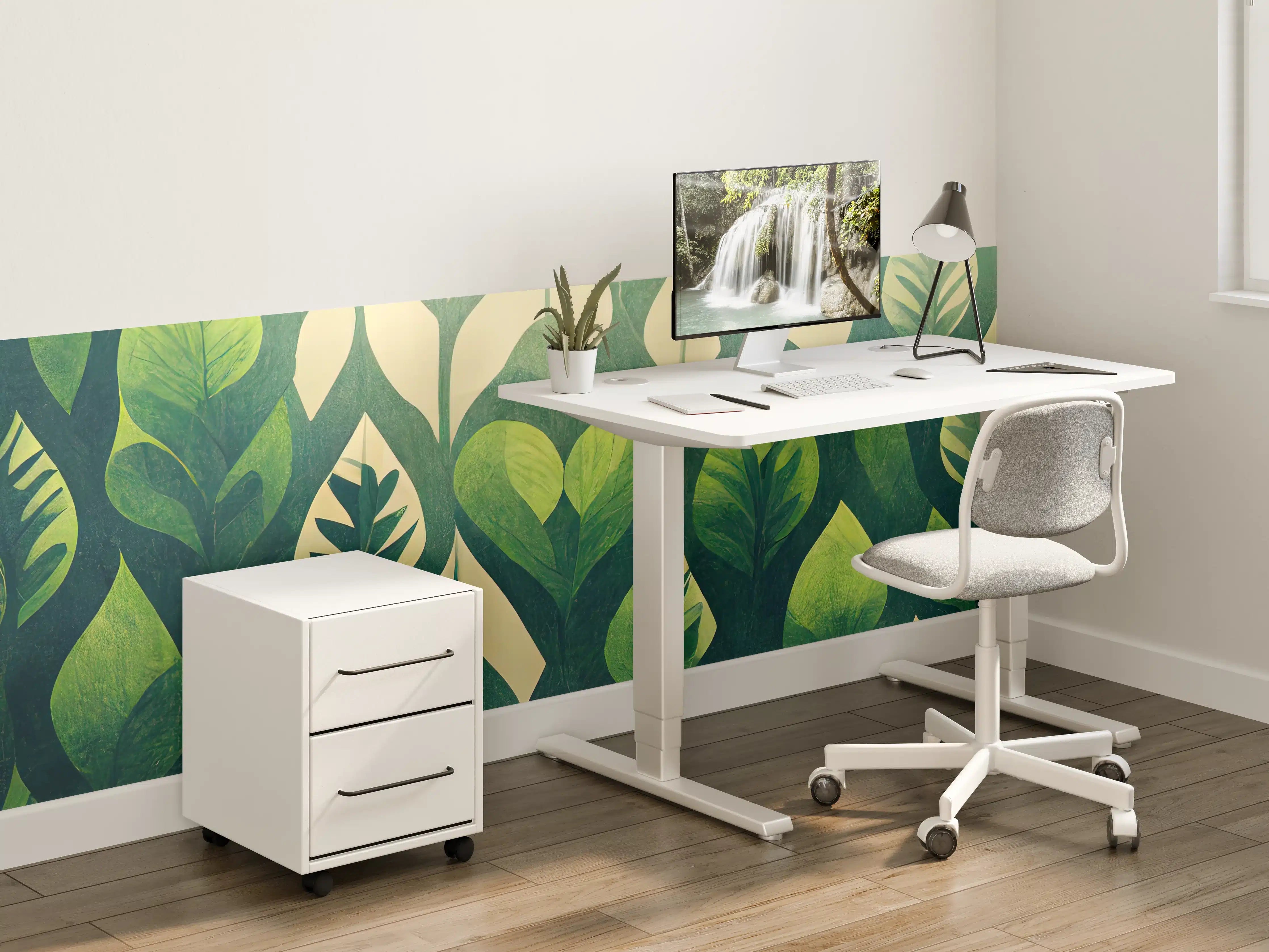 Kinderzimmer Wandgestaltung - Grüne Pflanzenmuster mit Blattmotiven