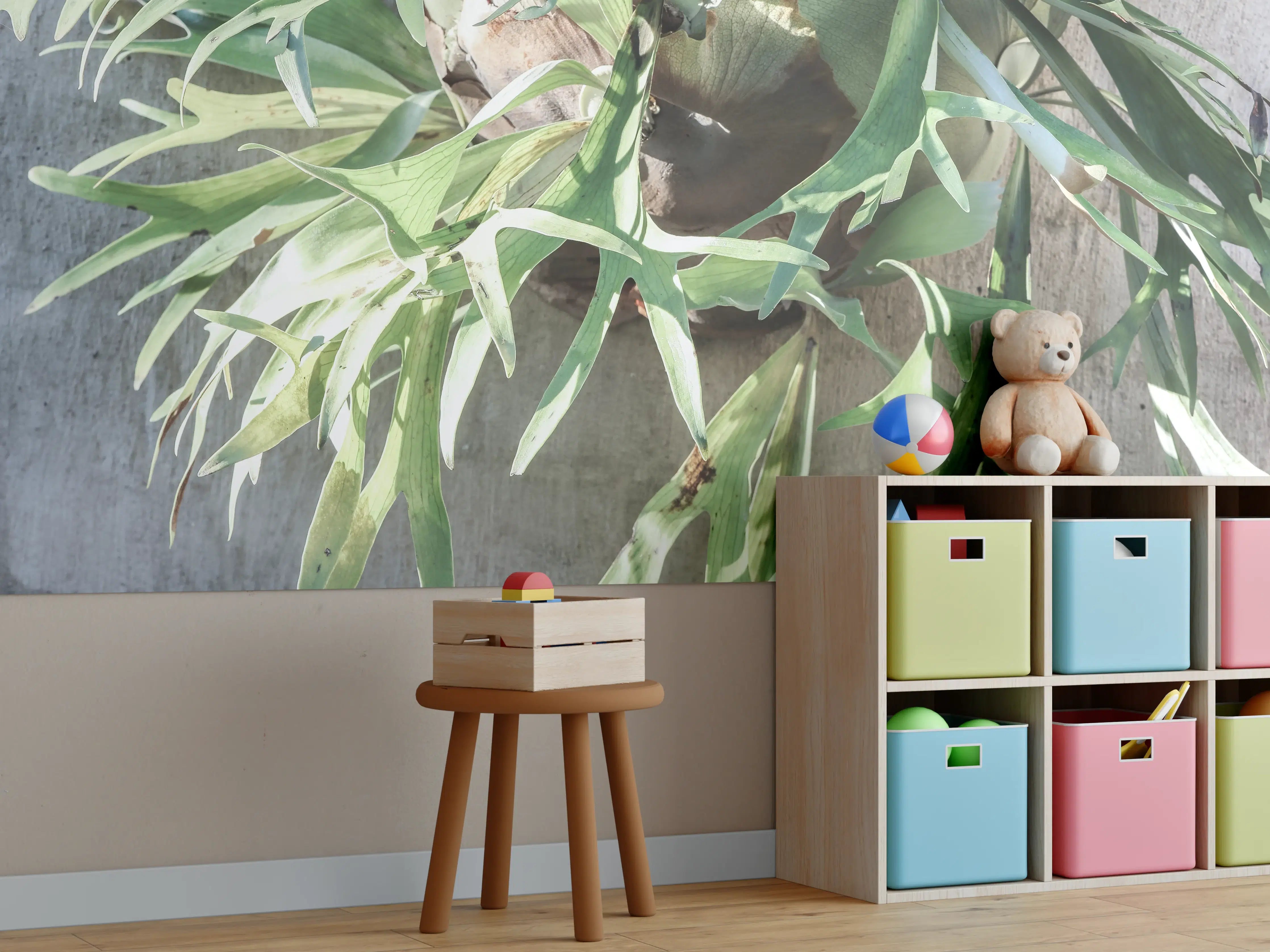 Kinderzimmer Wandgestaltung - Grüne Takbok Pflanzenstillleben