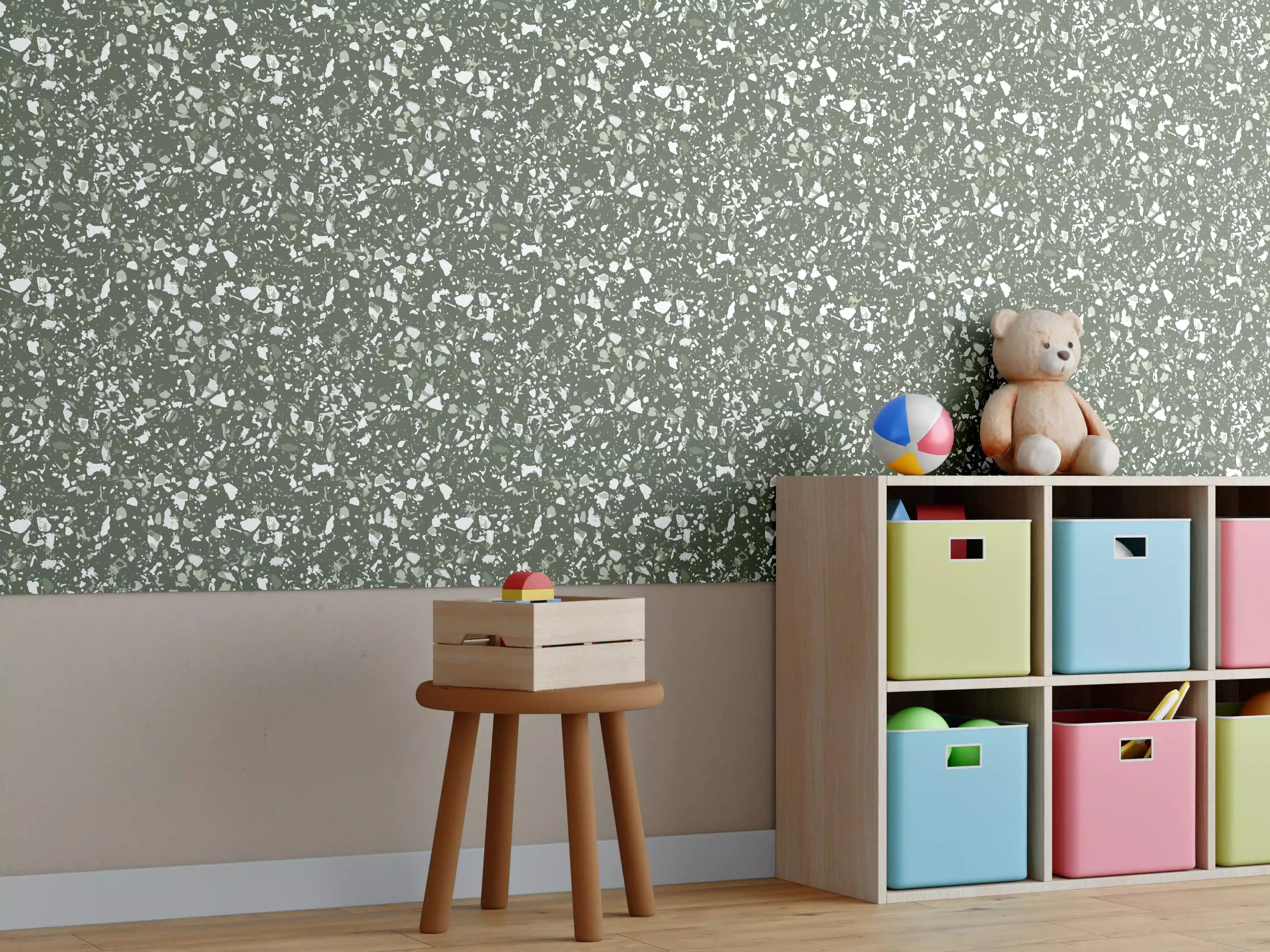 Kinderzimmer Wandgestaltung - Grüne Terrazzo-Textur