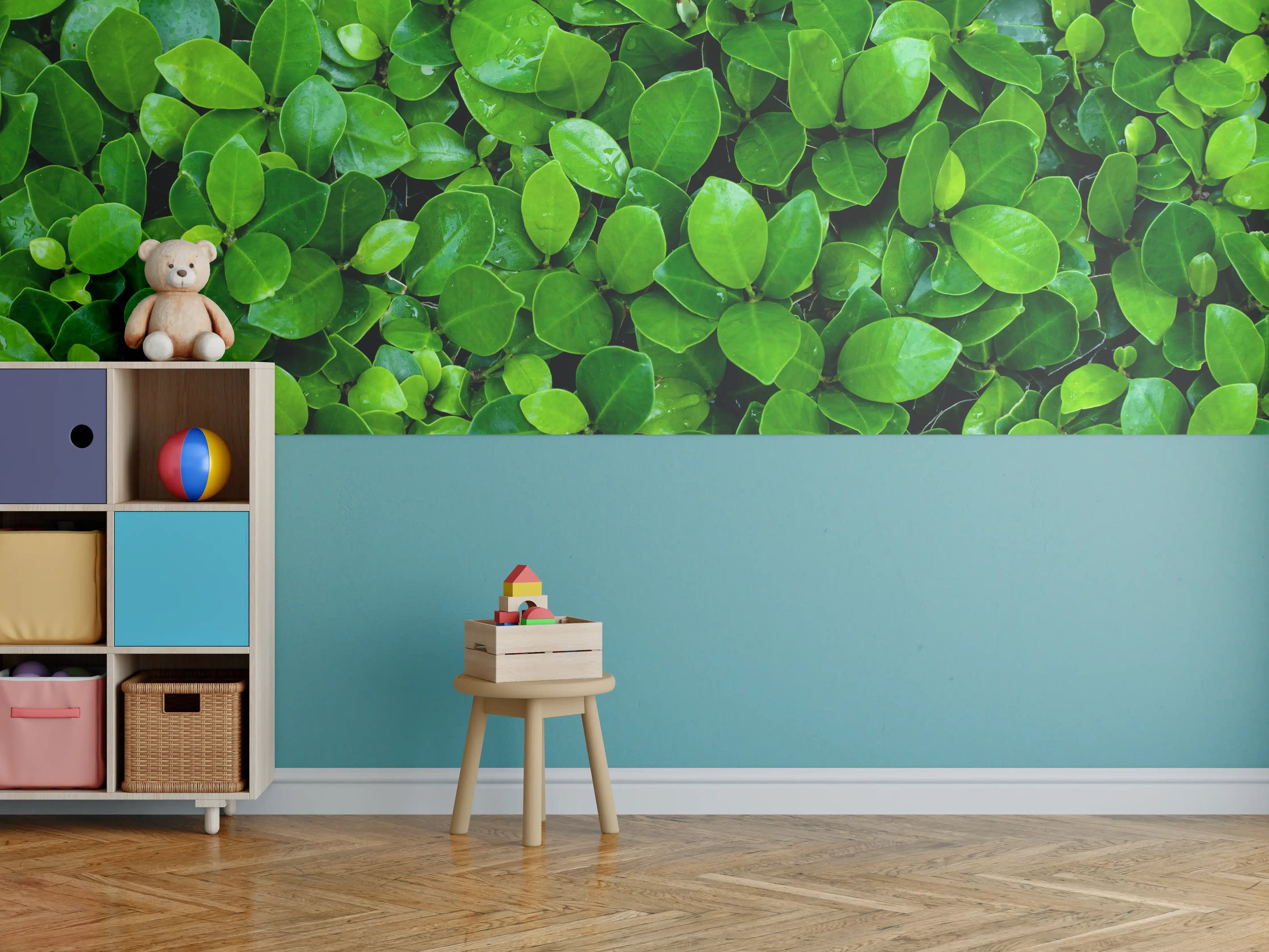 Kinderzimmer Wandgestaltung - Grüne saftige Busch Blätter