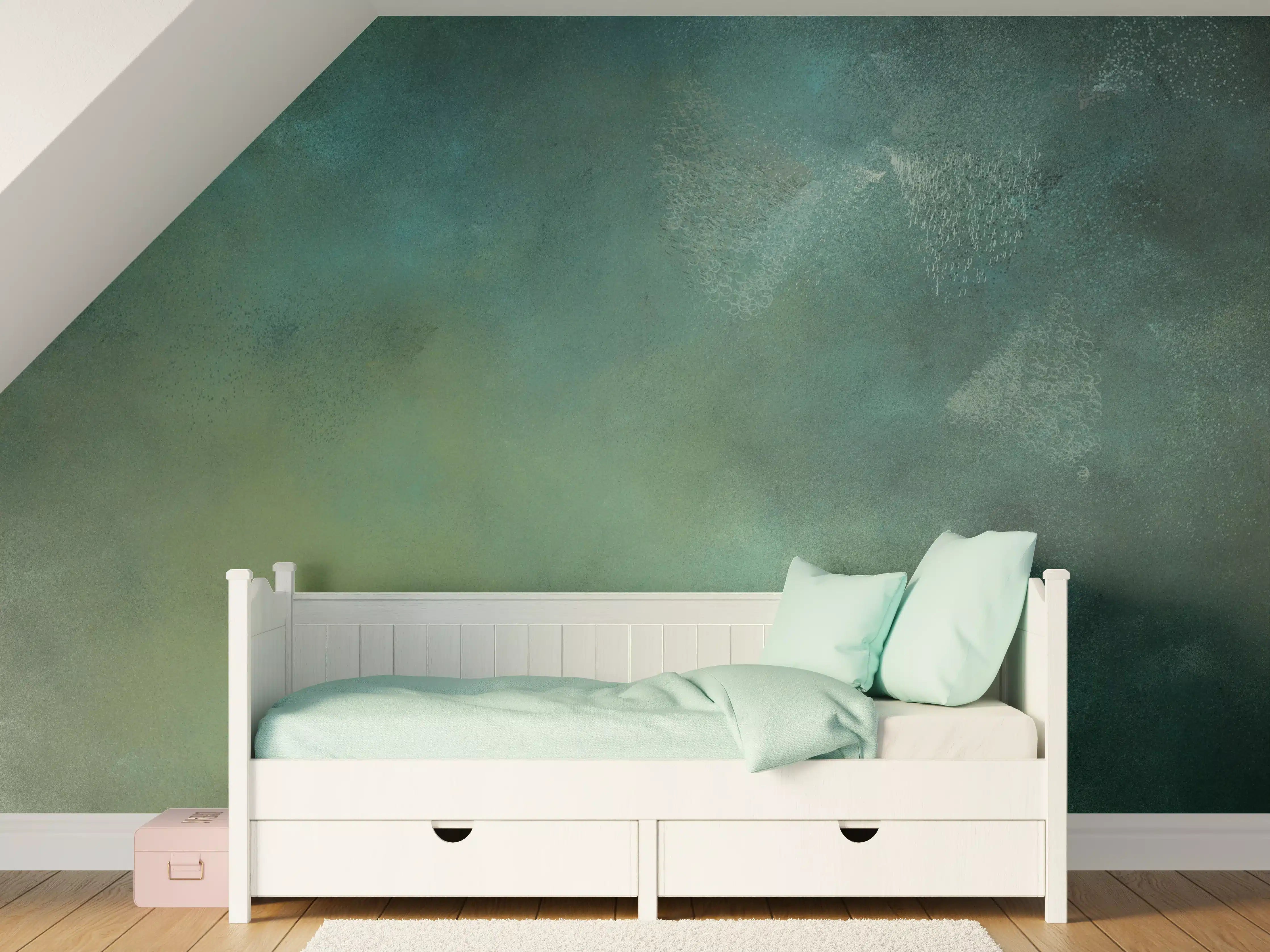 Kinderzimmer Wandgestaltung - Grüne und Blaue Aquarell-Textur