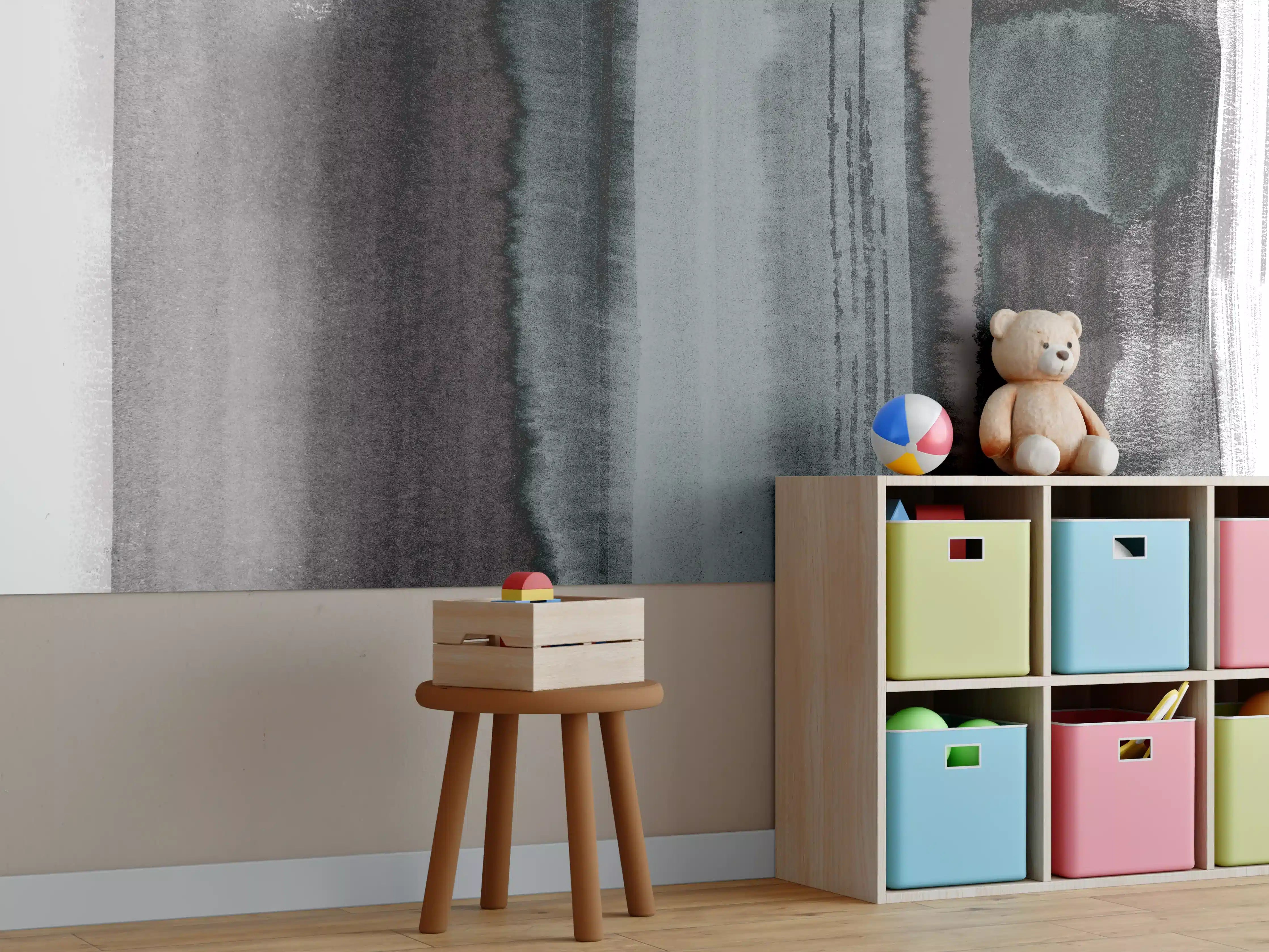 Kinderzimmer Wandgestaltung - Grüner Aquarell Pinselstrich
