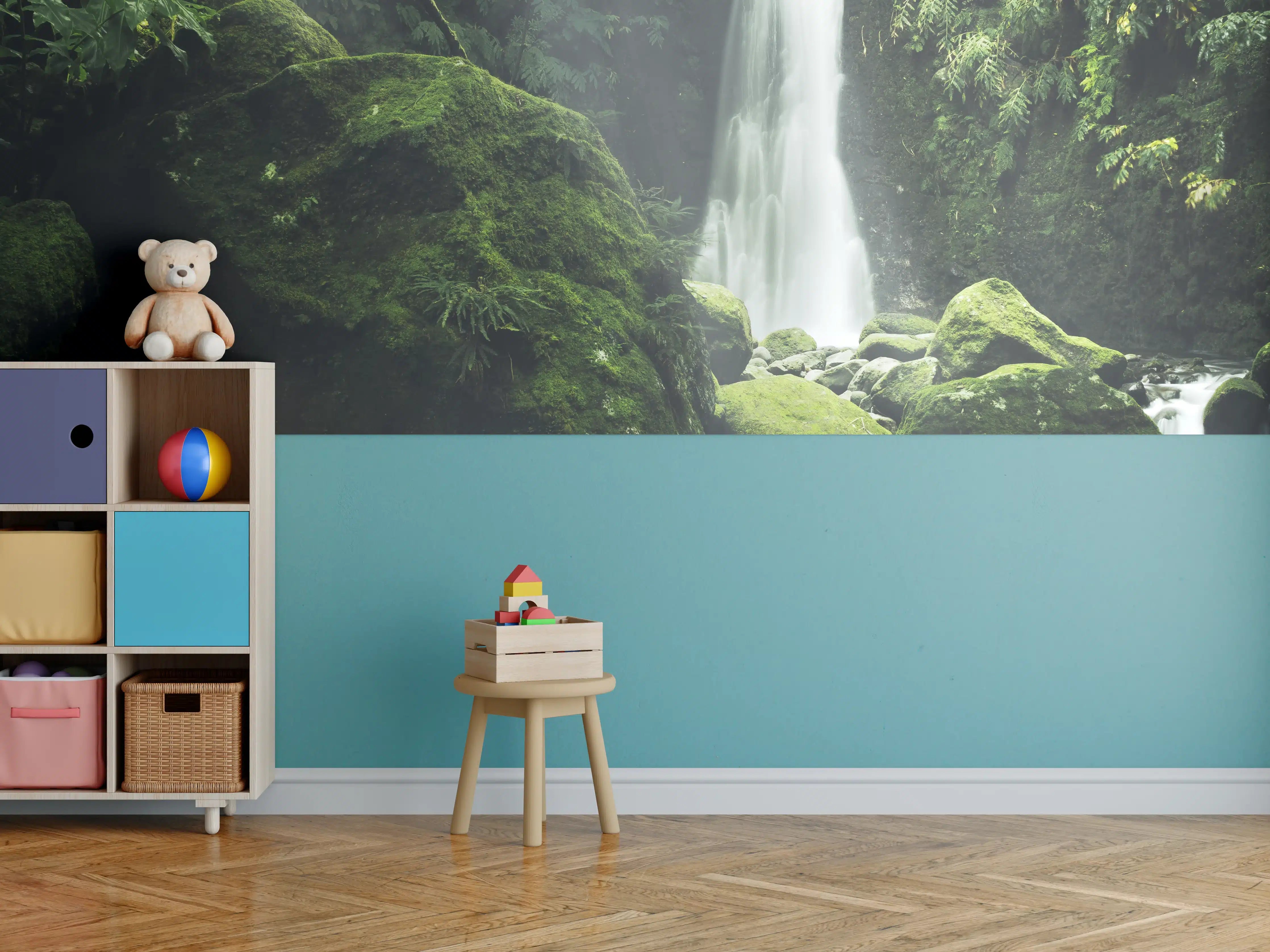 Kinderzimmer Wandgestaltung - Grüner Mystik-Wasserfall
