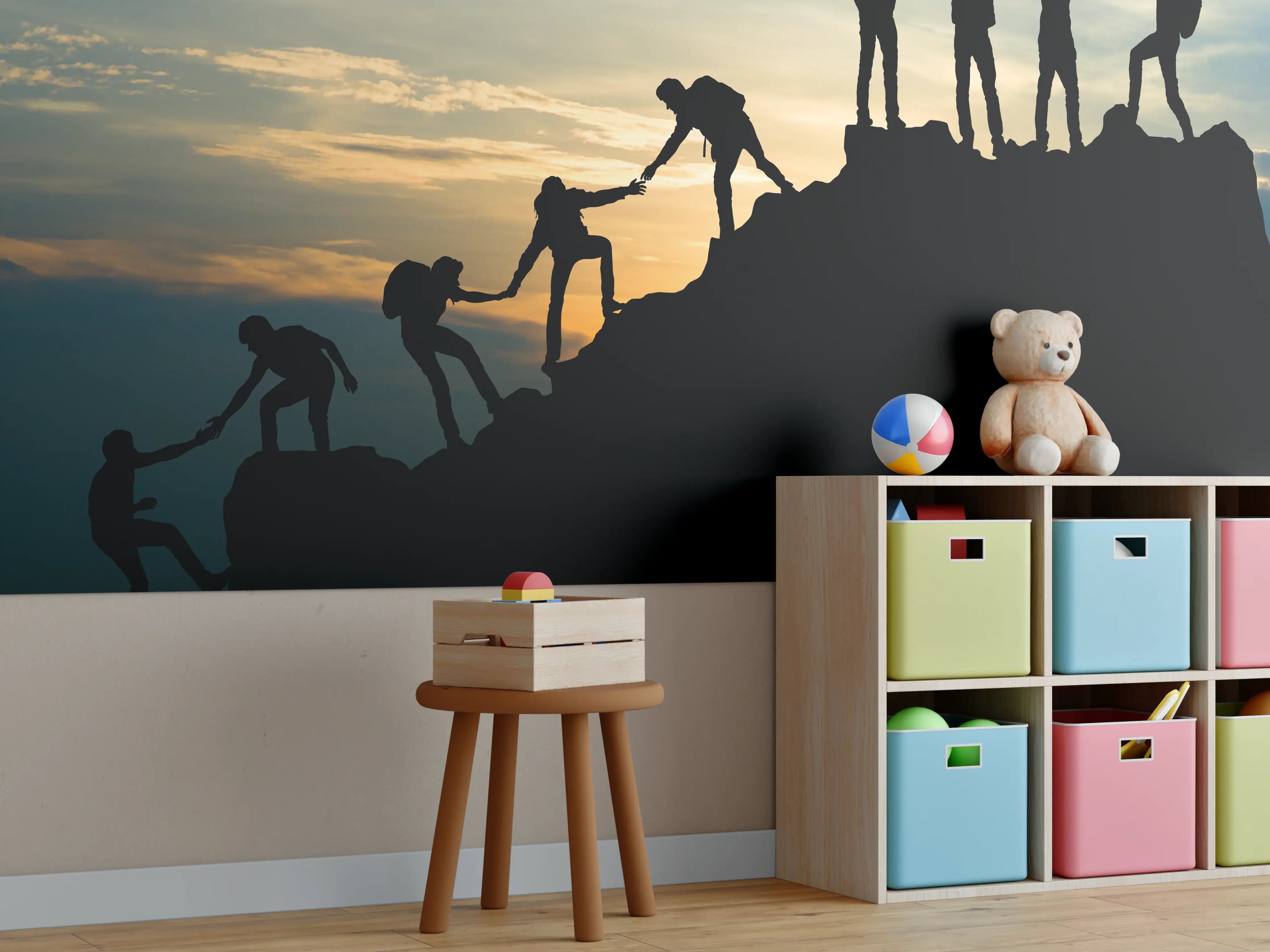 Kinderzimmer Wandgestaltung - Gruppe von Menschen auf dem Gipfel