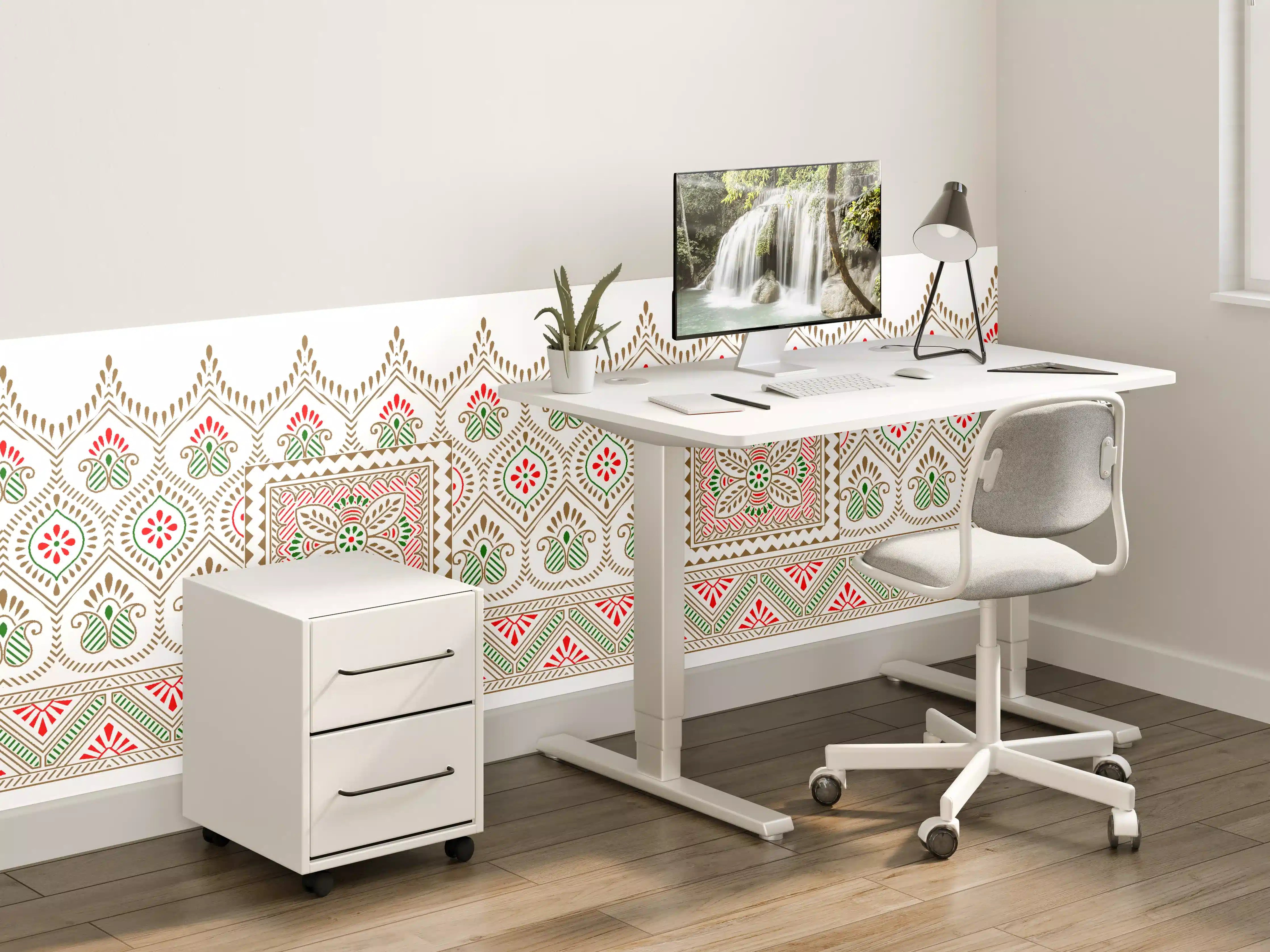 Kinderzimmer Wandgestaltung - Handgefertigter Wandteppich mit floralen Mustern