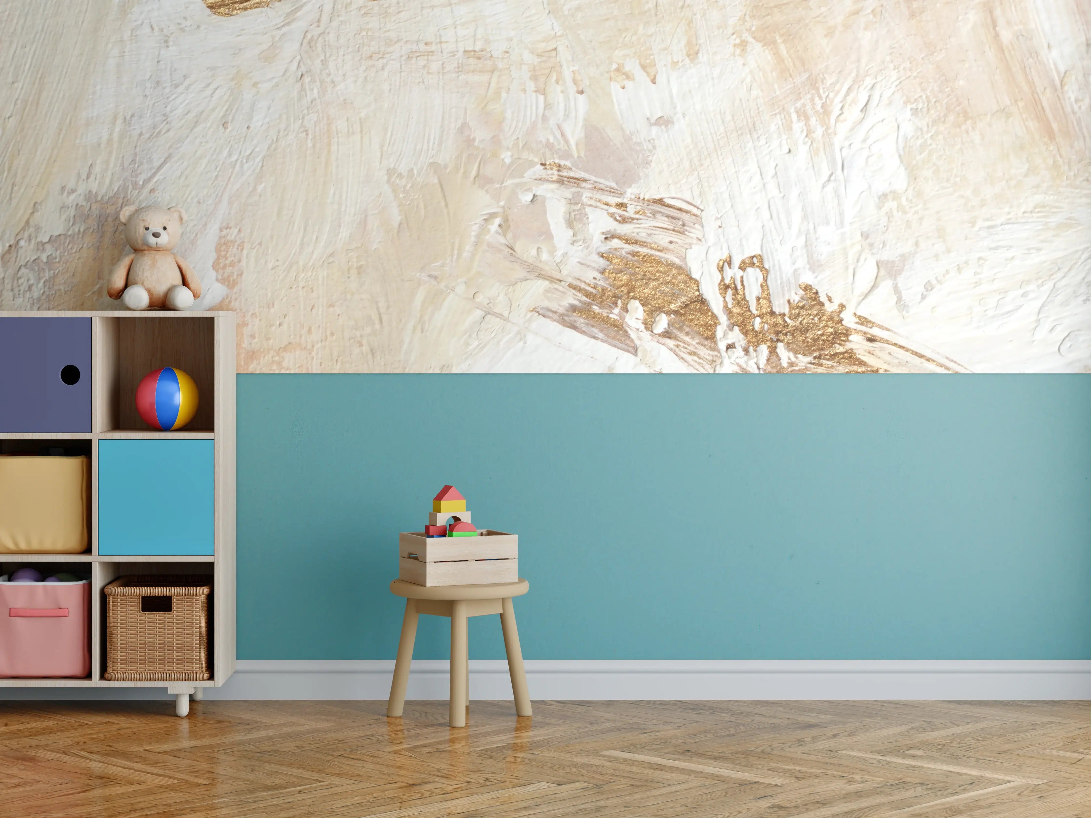 Kinderzimmer Wandgestaltung - Handgemalter Hintergrund - Abstrakt