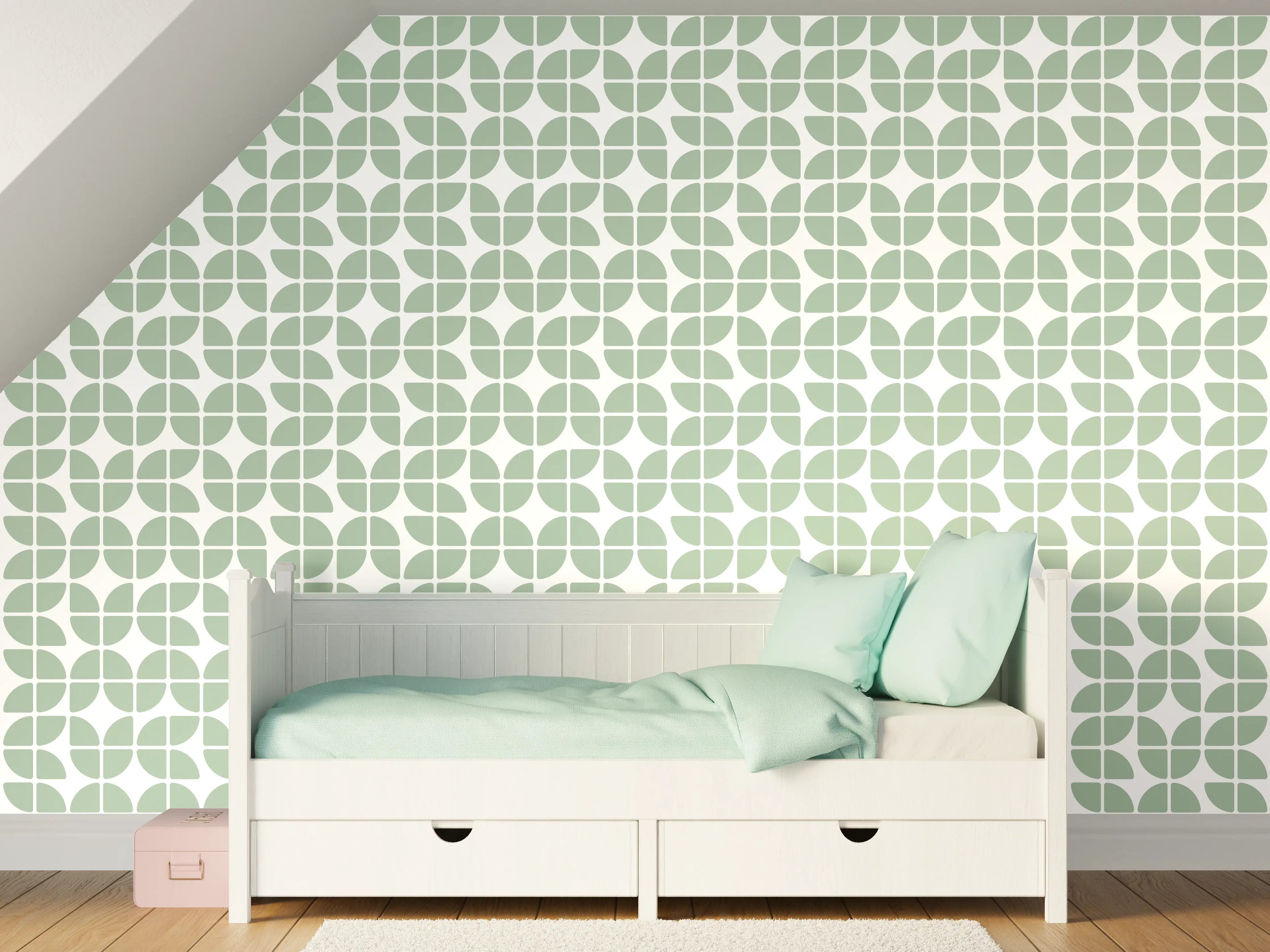 Kinderzimmer Wandgestaltung - Hell & Graue Retro-Fliese