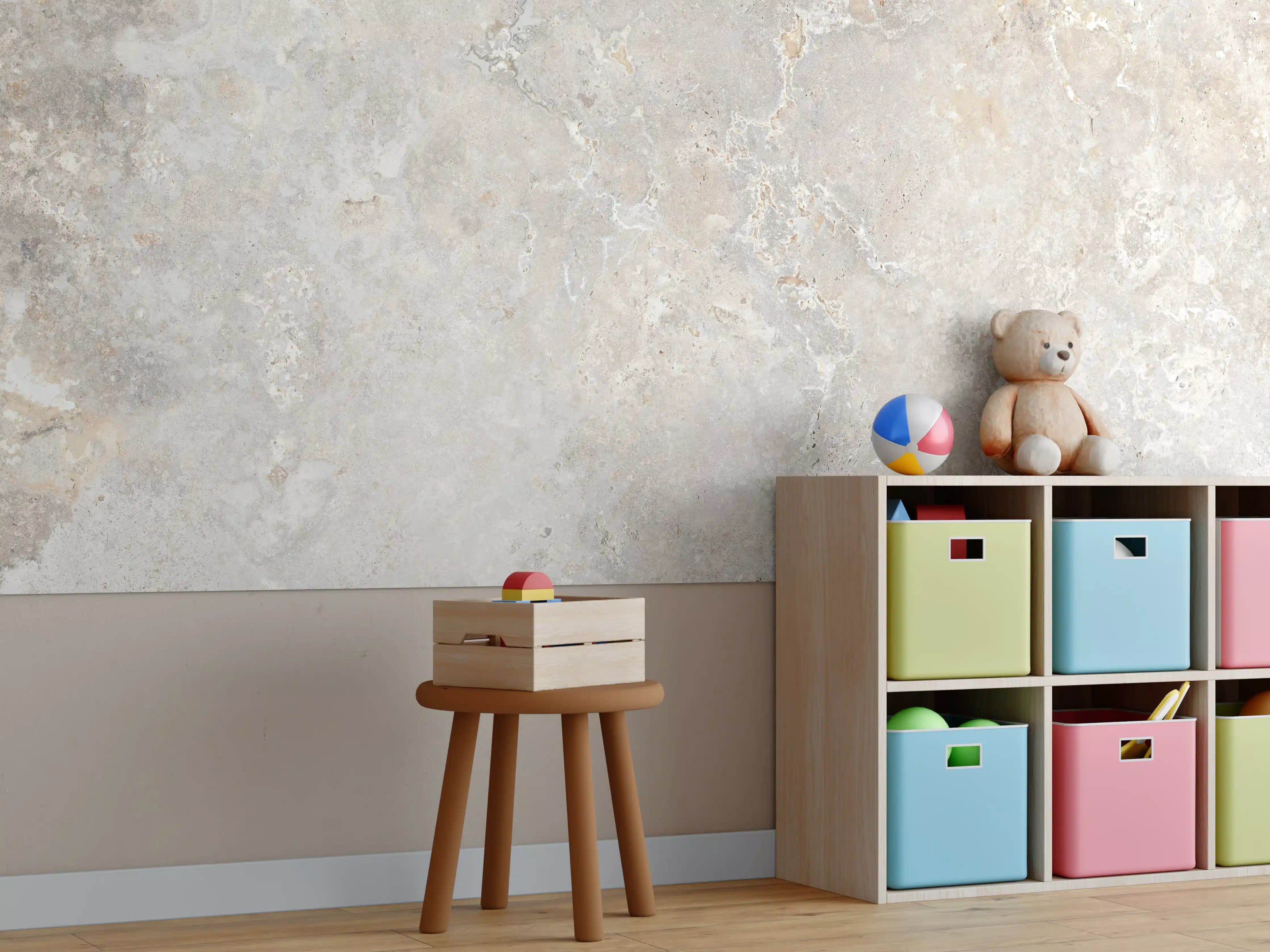 Kinderzimmer Wandgestaltung - Hell bräunliche edle Marmortextur