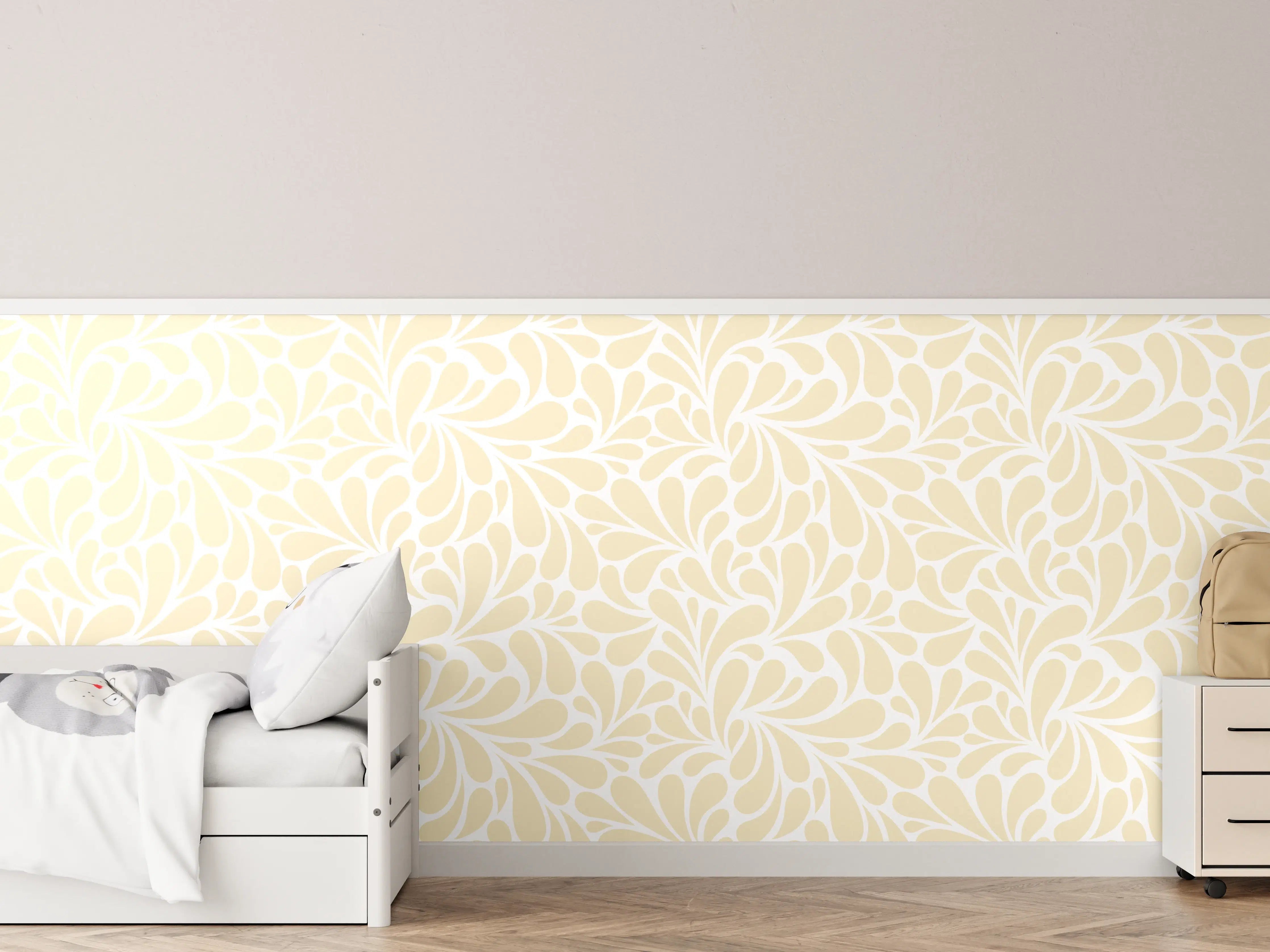Kinderzimmer Wandgestaltung - Helle Blumenmuster in Beige