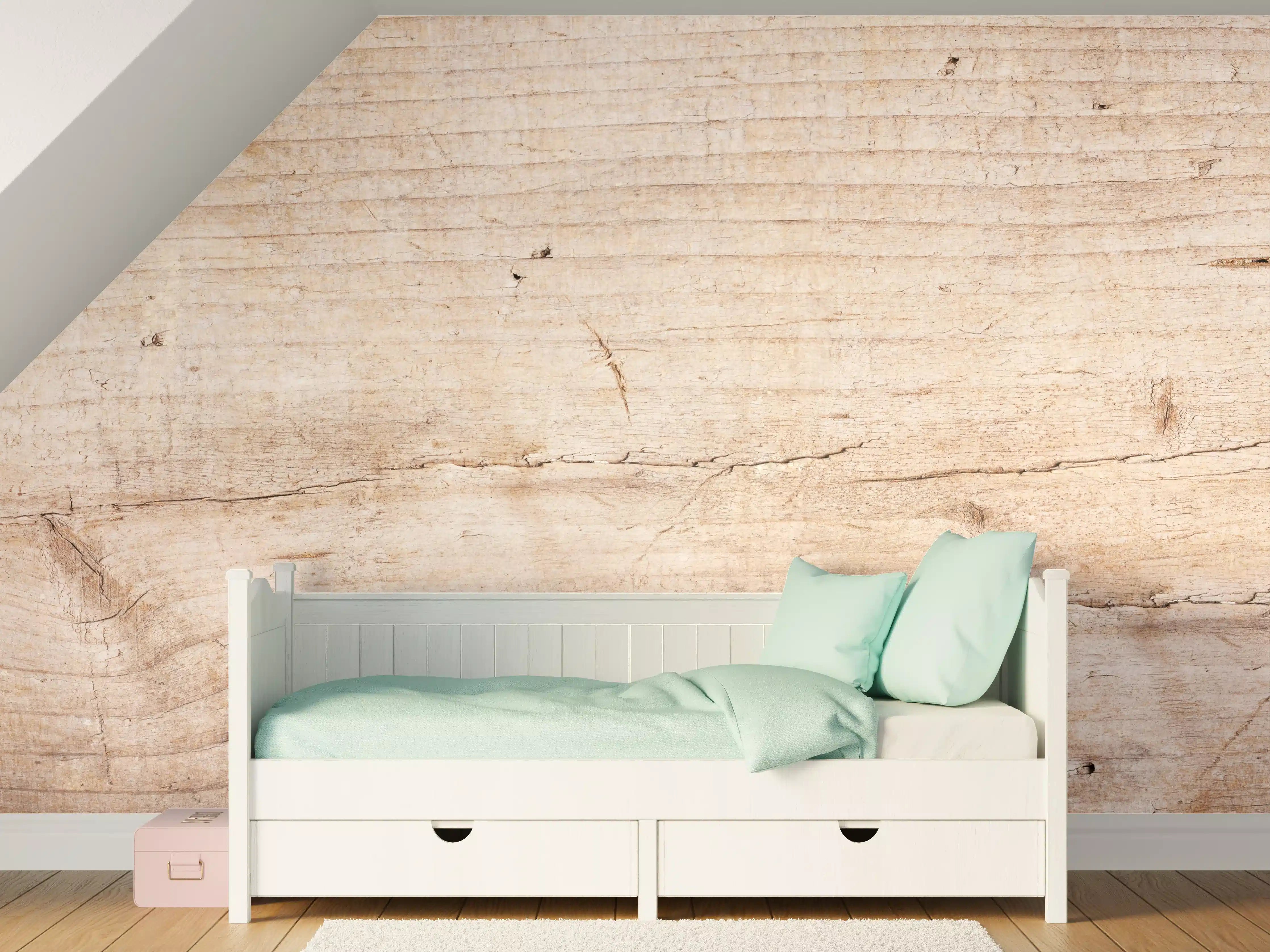 Kinderzimmer Wandgestaltung - Helle Holz-Oberfläche mit natürlicher Maserung