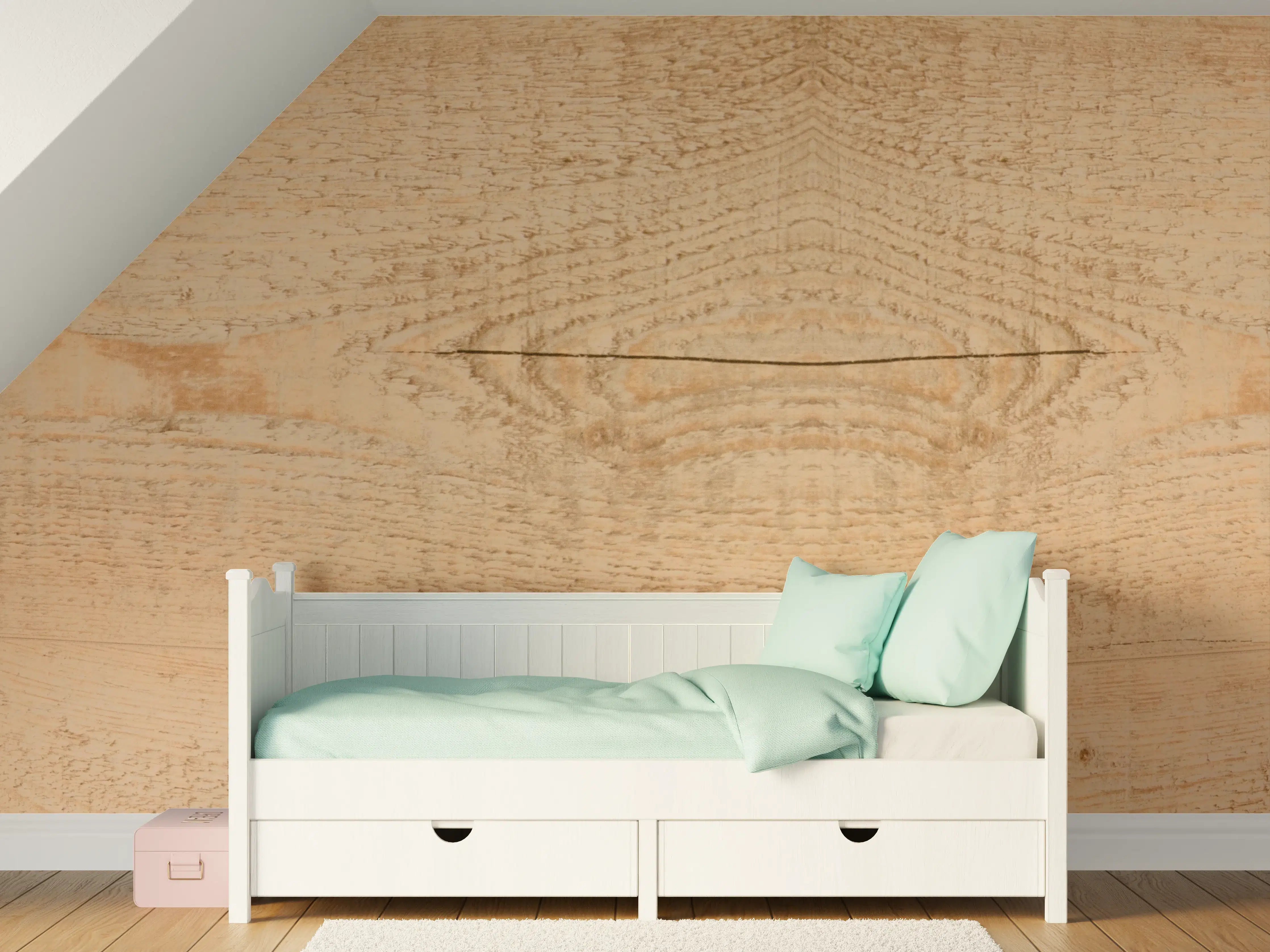 Kinderzimmer Wandgestaltung - Helle Holzoptik mit feiner Maserung