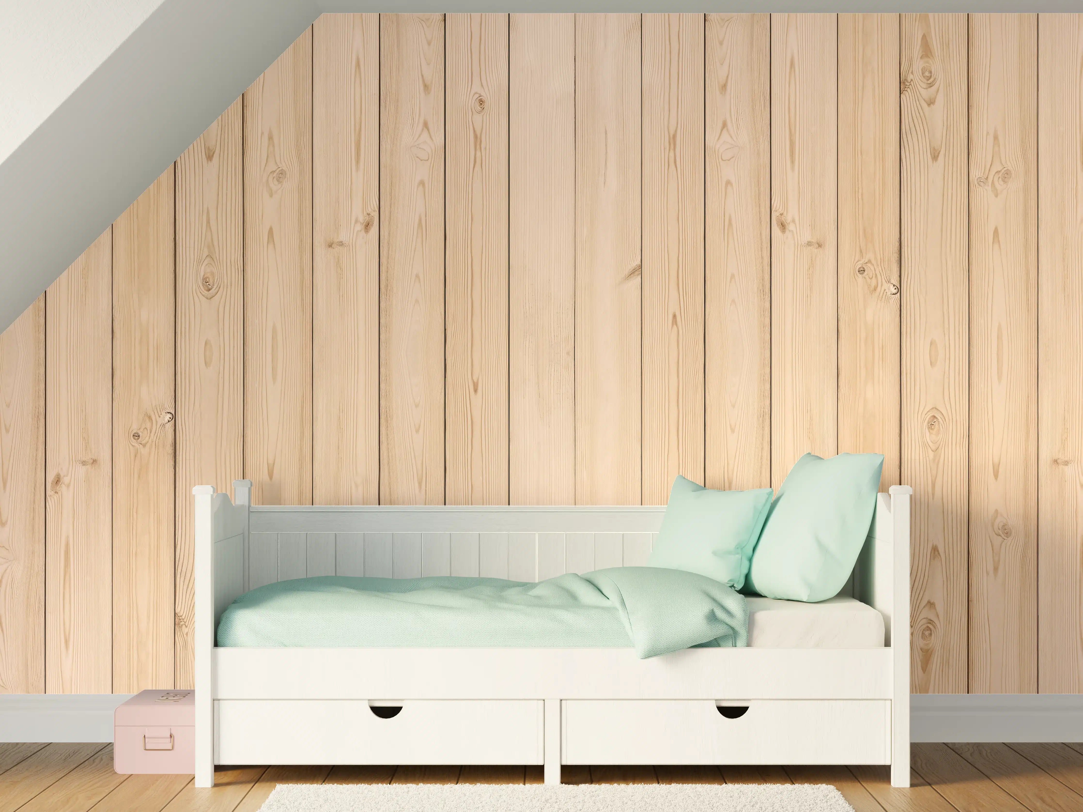 Kinderzimmer Wandgestaltung - Helle Holzplanken