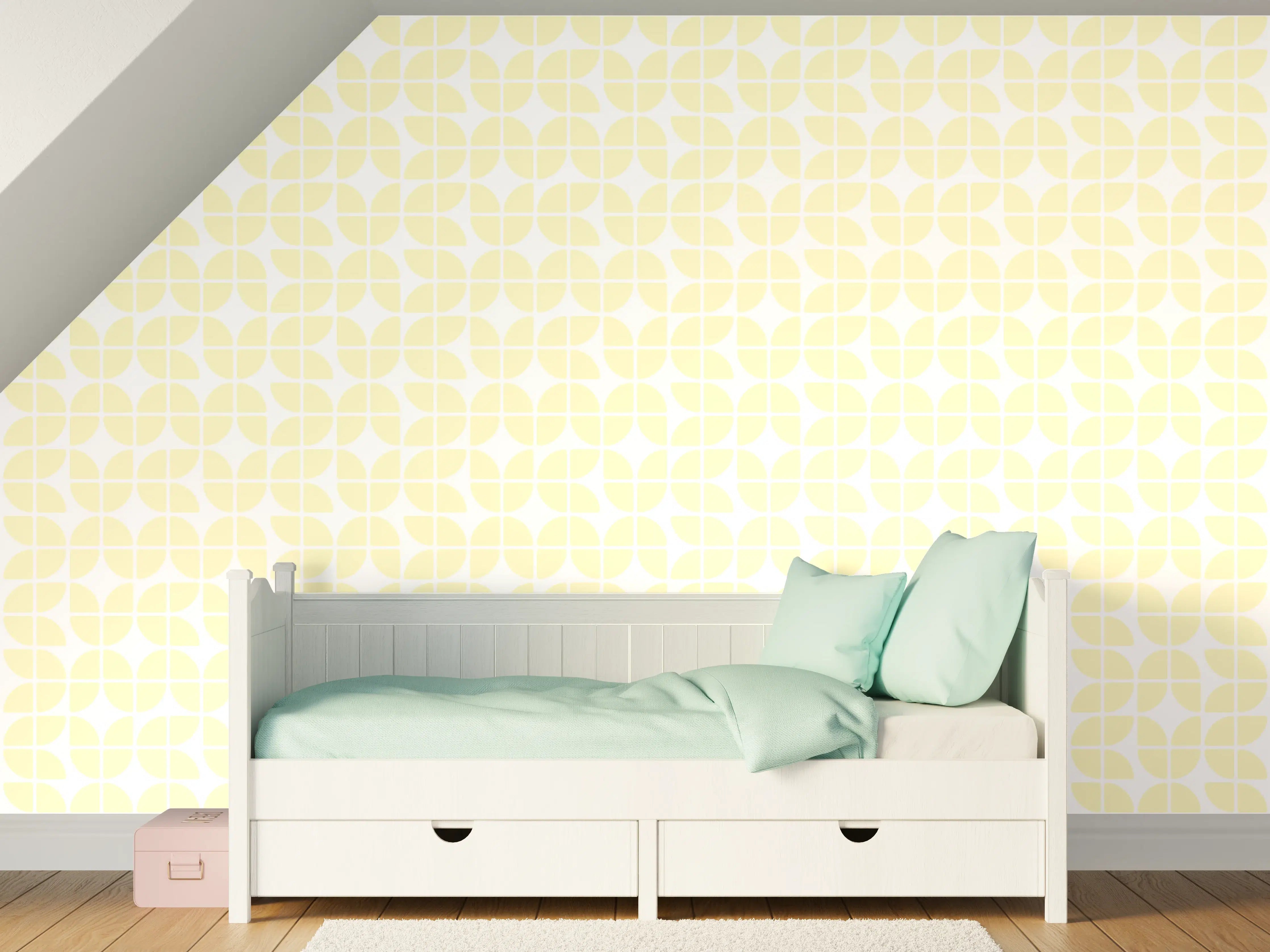 Kinderzimmer Wandgestaltung - Helle Limone-Crema-Fliese mit sanften Graunuancen