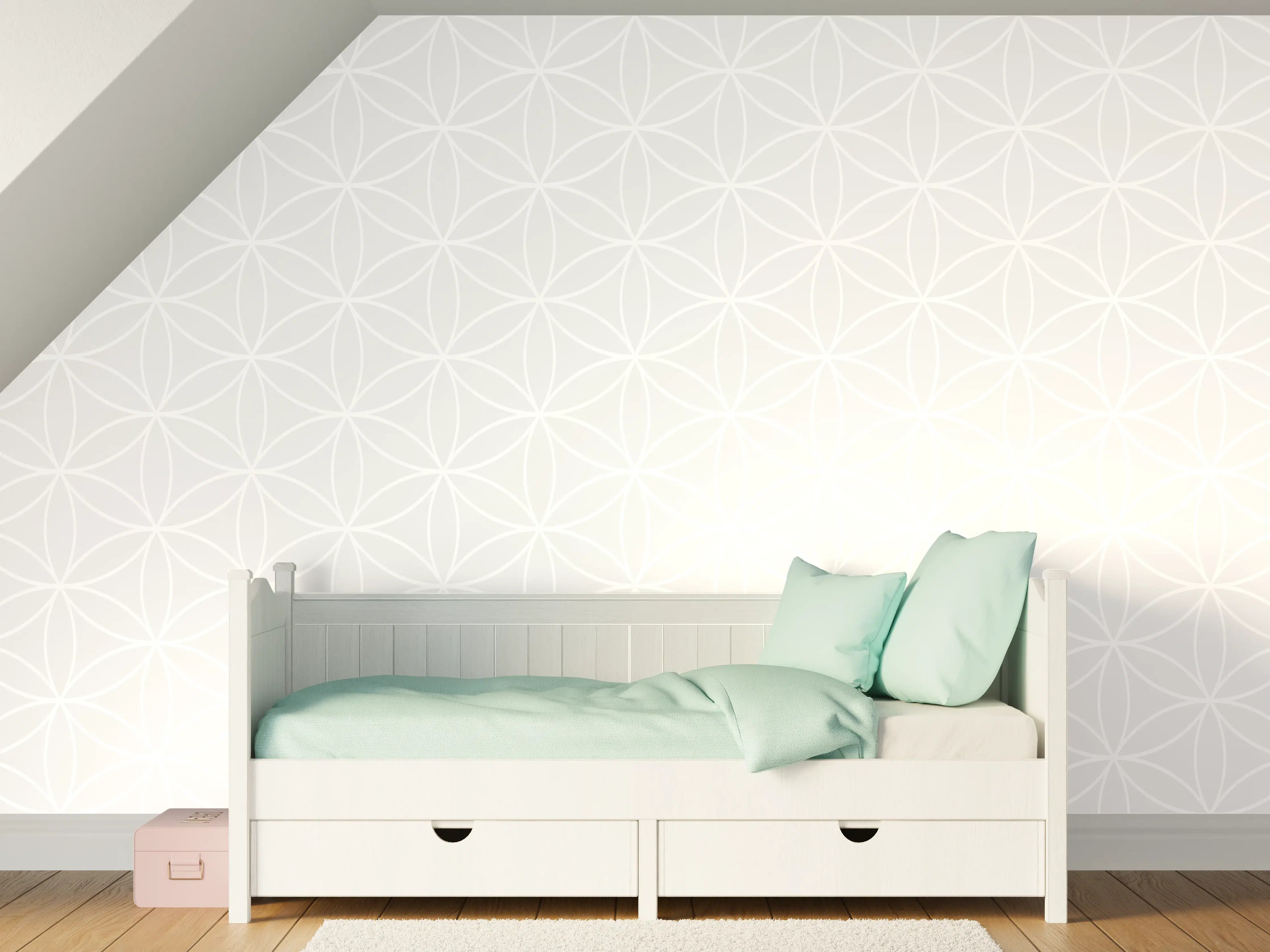 Kinderzimmer Wandgestaltung - Helle Muster Tapete mit geometrischem Design