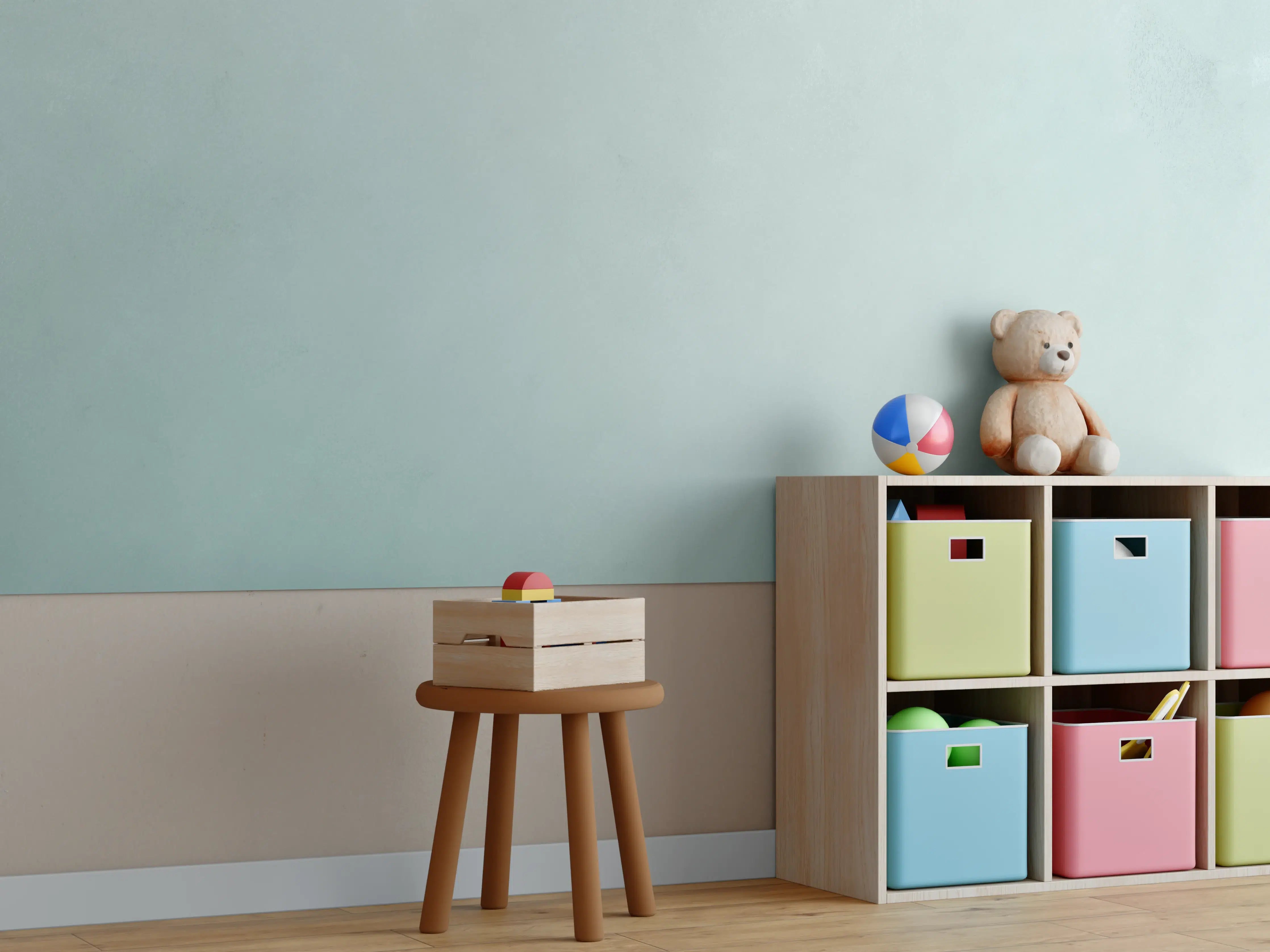 Kinderzimmer Wandgestaltung - Helle Pastellwand in Aqua