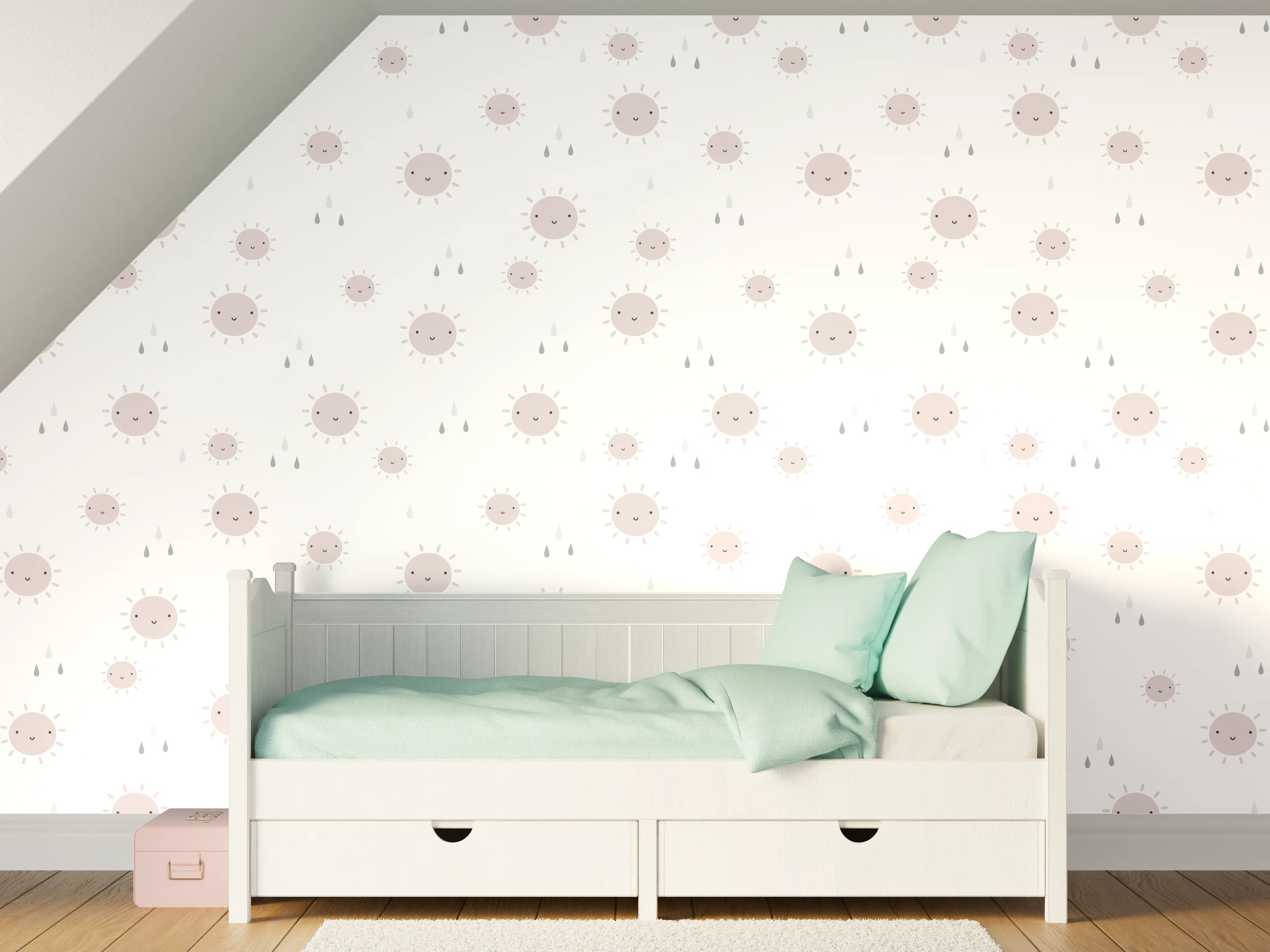 Kinderzimmer Wandgestaltung - Helle Polkadot Wandgestaltung mit Weiß und Rosa Akzenten