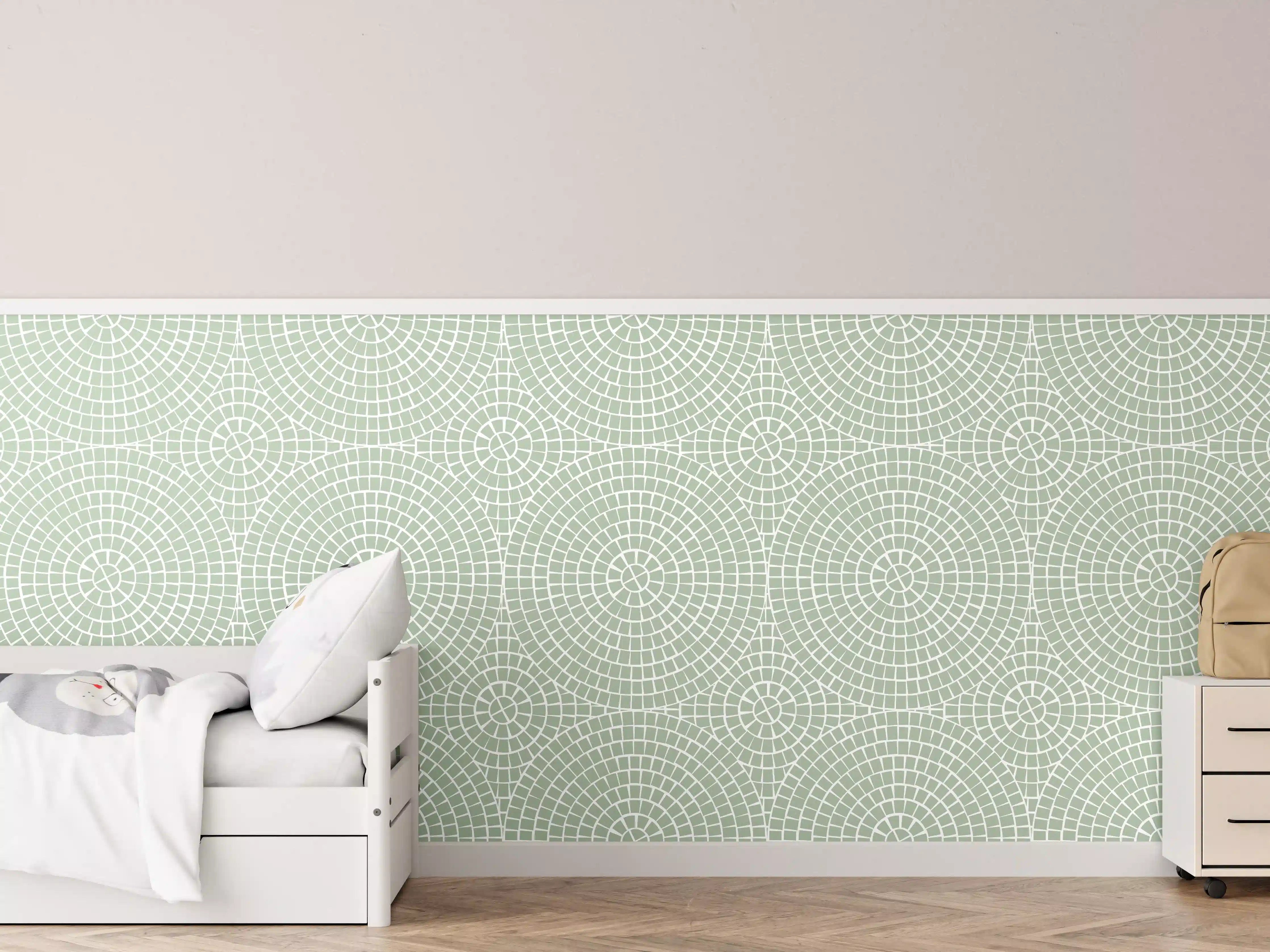 Kinderzimmer Wandgestaltung - Helle Salvia-Mosaik-Optik