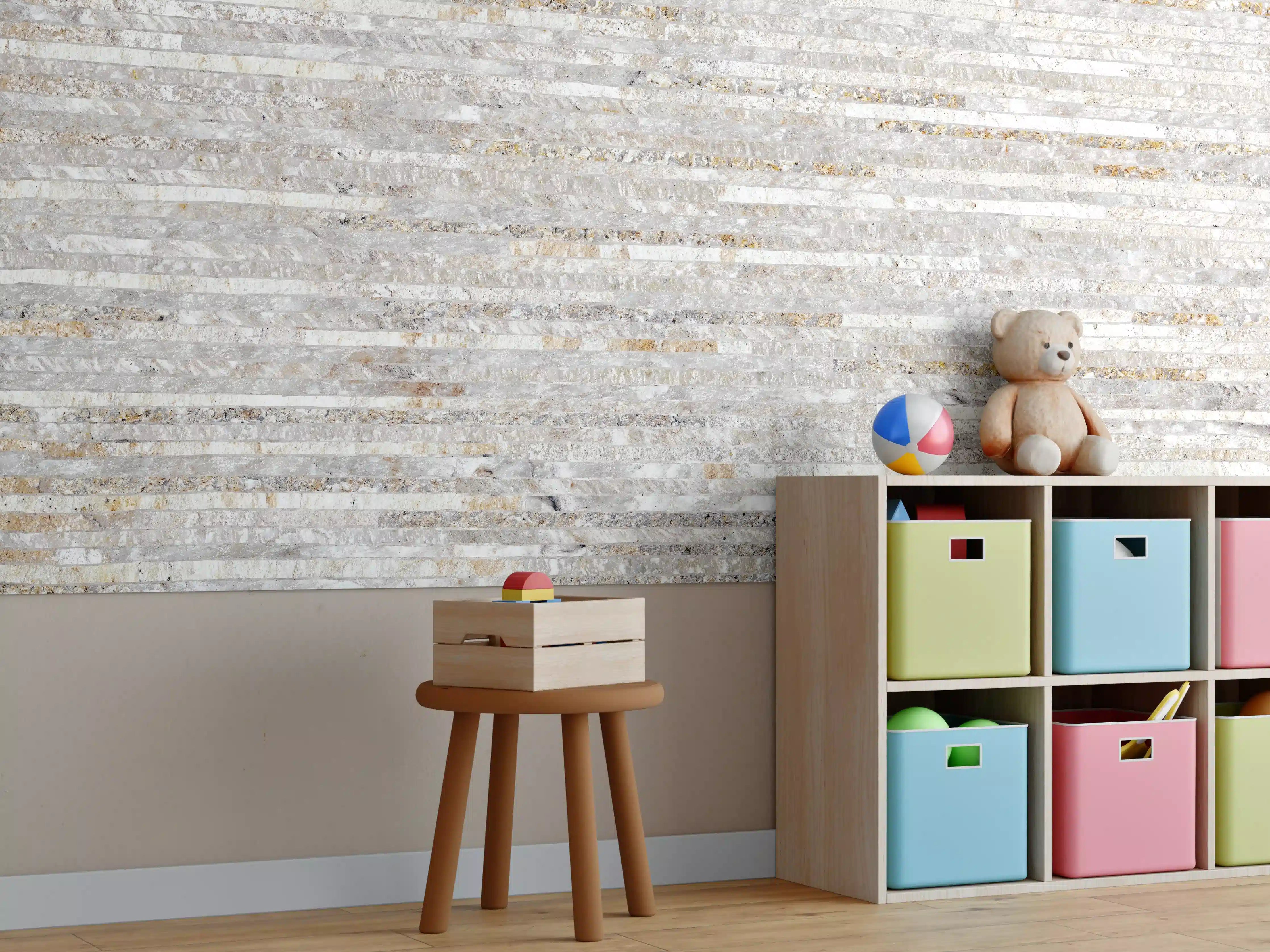 Kinderzimmer Wandgestaltung - Helle Sandstein-Textur