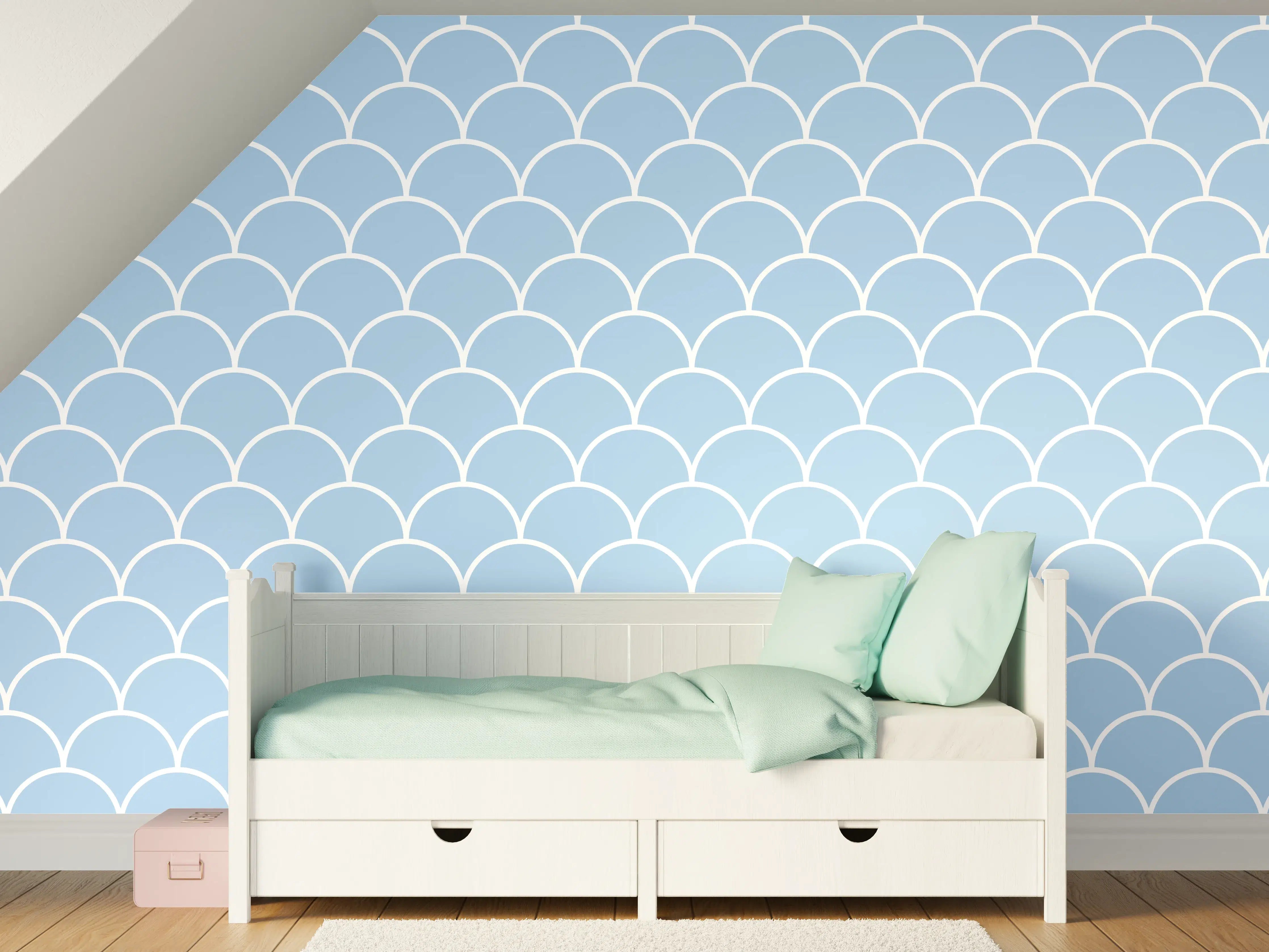 Kinderzimmer Wandgestaltung - Helle Weiß-Graue Marmor-Textur mit feinen Nuancen