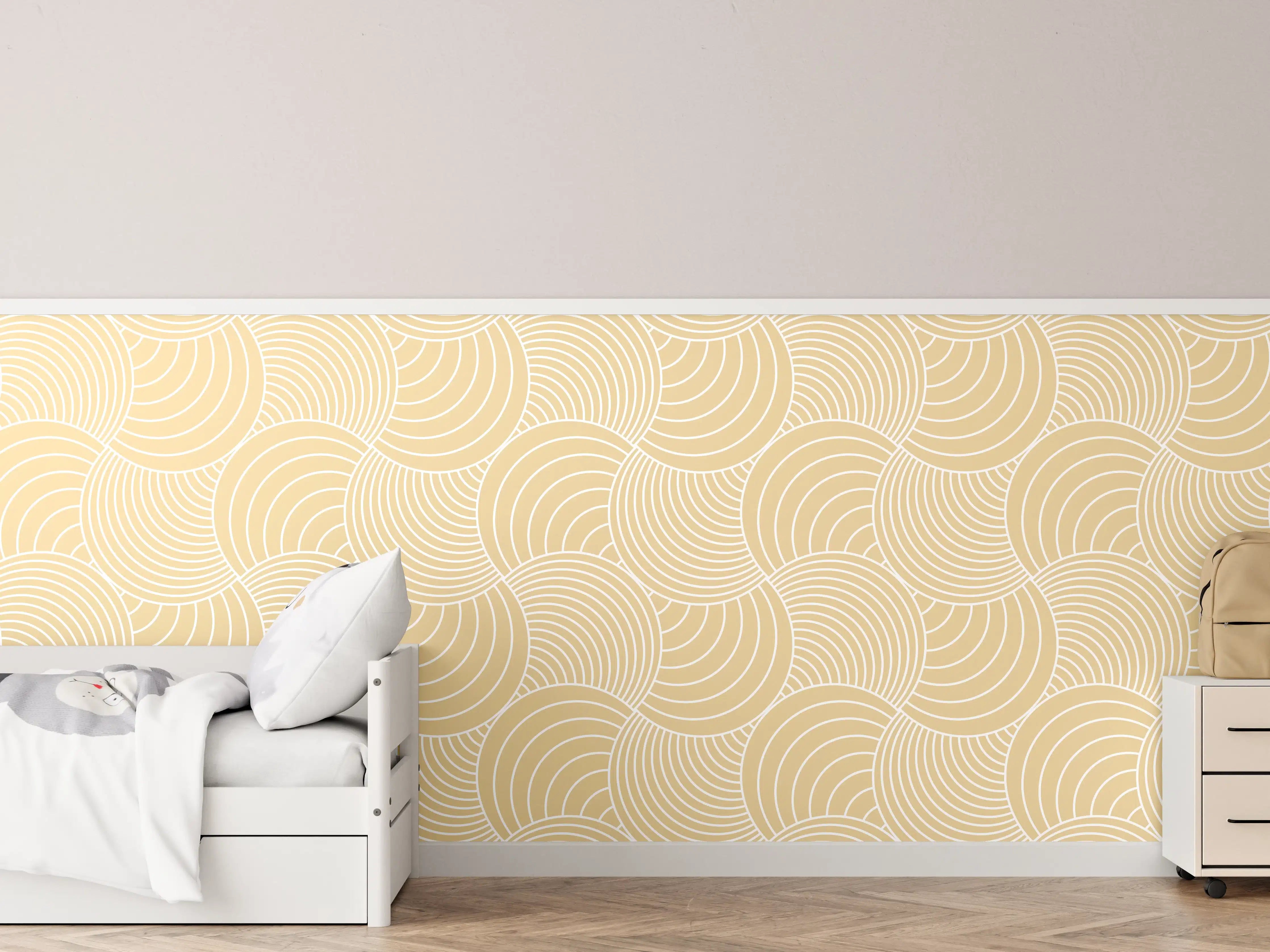 Kinderzimmer Wandgestaltung - Helle Wellen in Sandfarbe