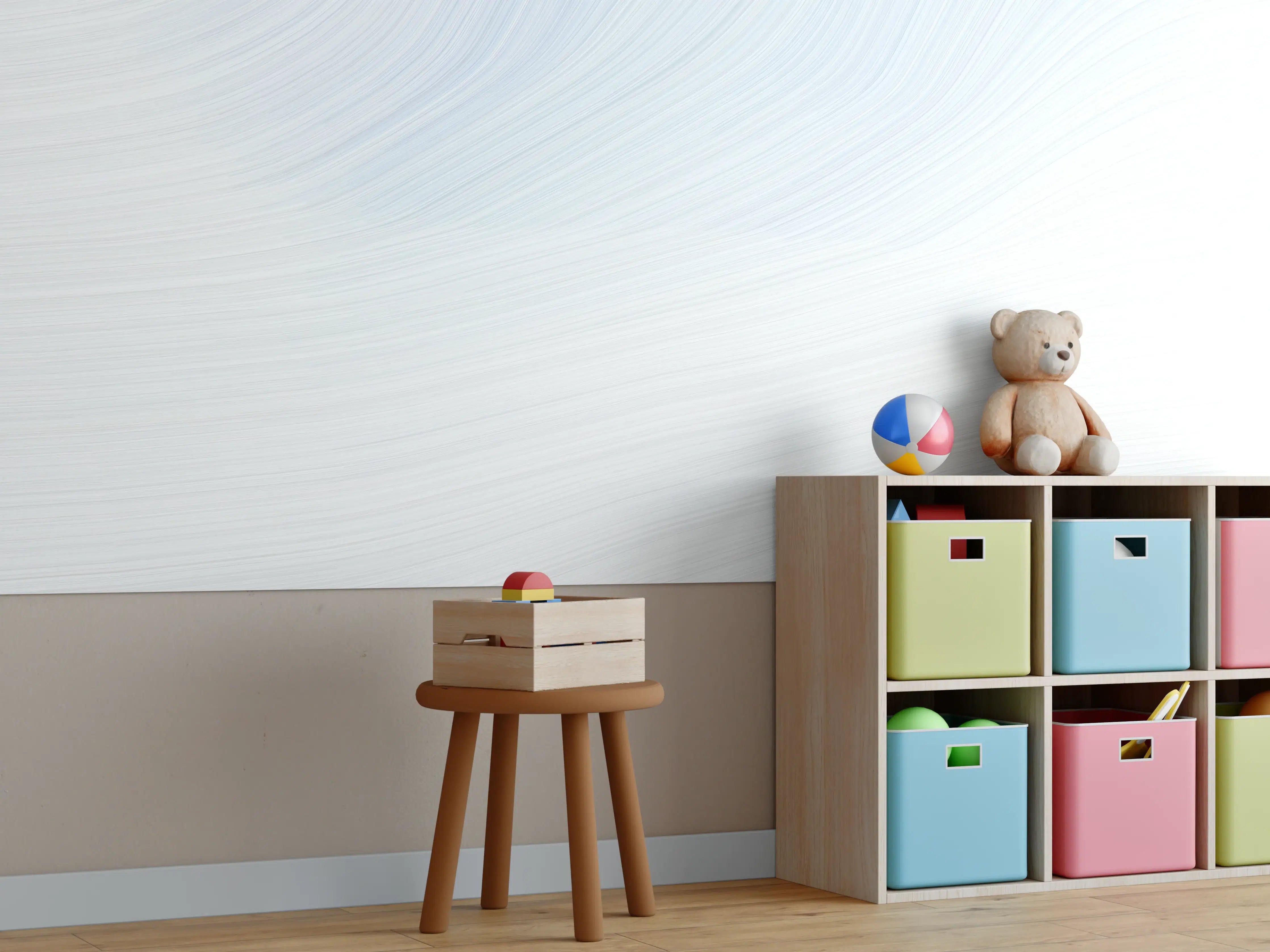 Kinderzimmer Wandgestaltung - Helle weiße Wand mit subtilen Texturen