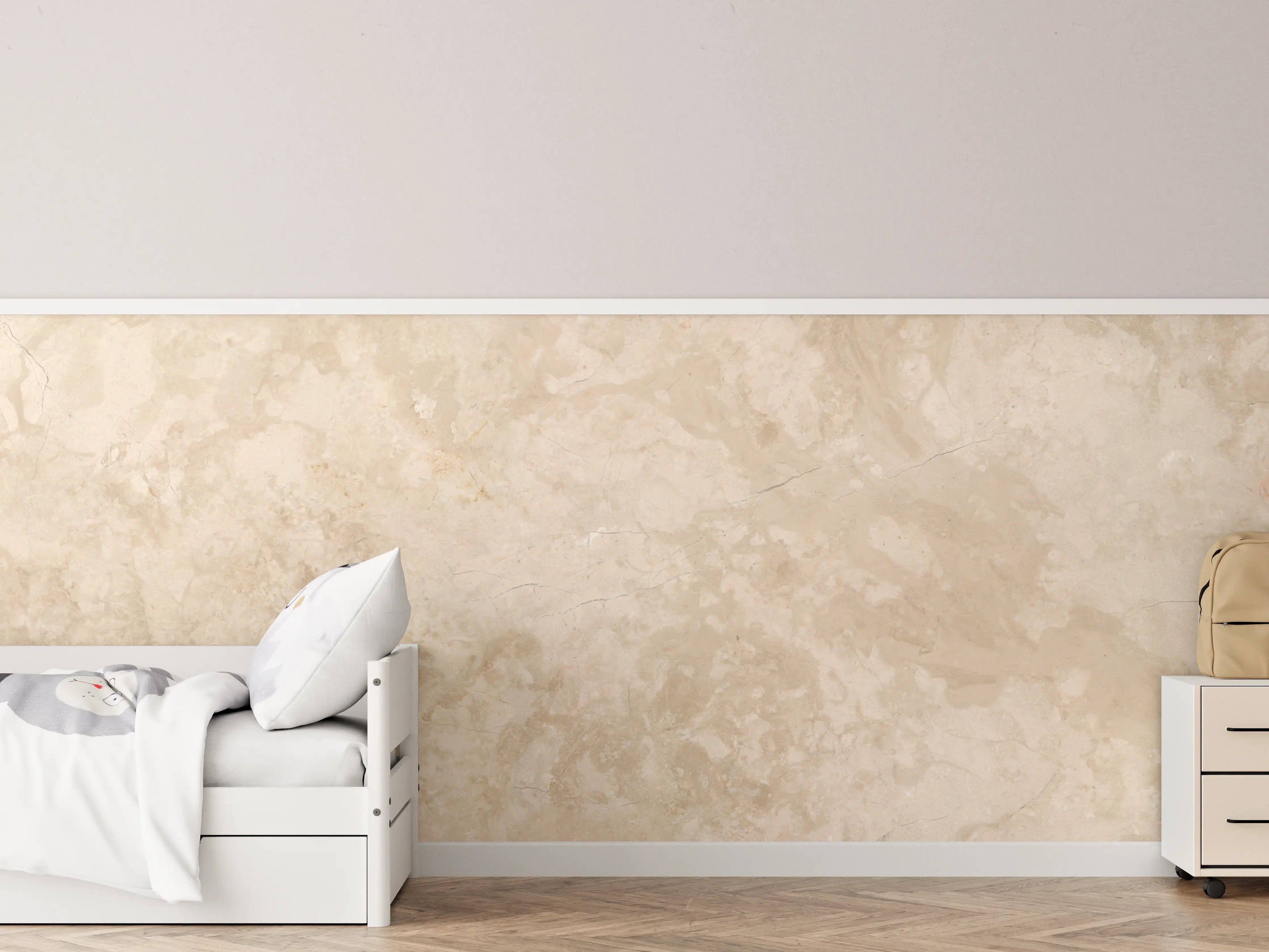 Kinderzimmer Wandgestaltung - Helle, strukturierte Wand mit Naturtönen