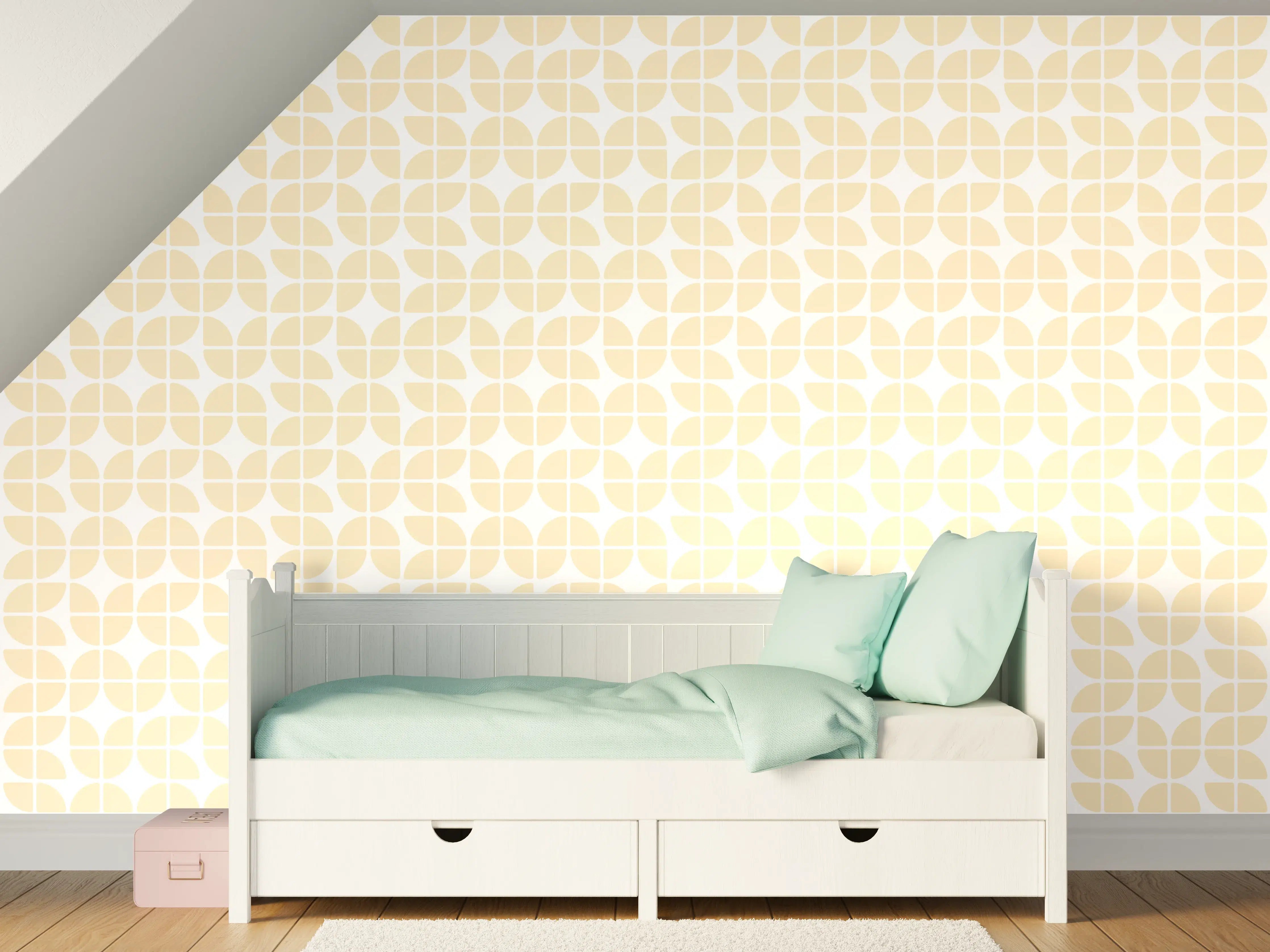 Kinderzimmer Wandgestaltung - Helle, weiße Wand mit zarten Graunuancen und eleganter Struktur