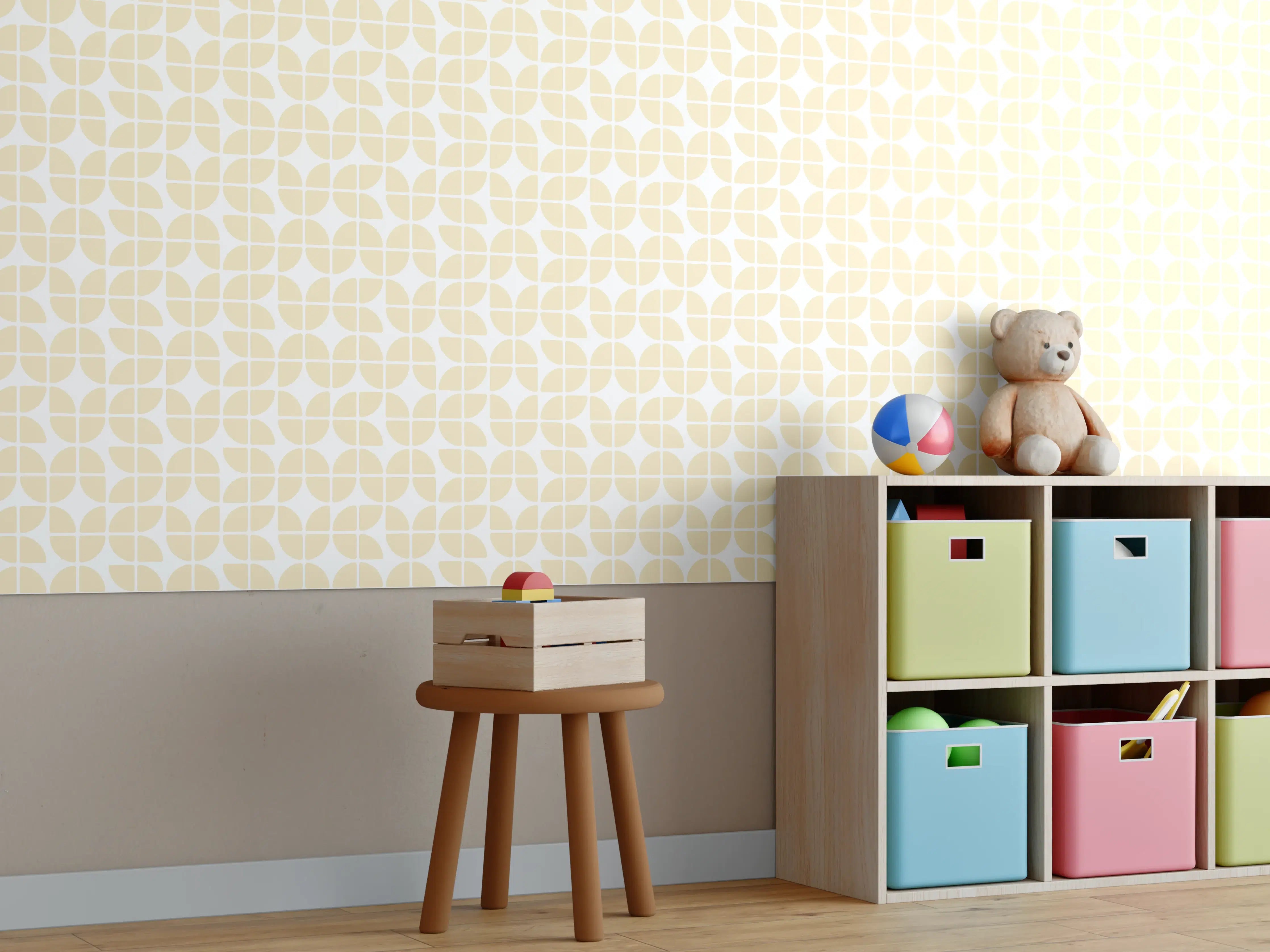 Kinderzimmer Wandgestaltung - Helle, weiße Wand mit zarten Graunuancen und eleganter Struktur