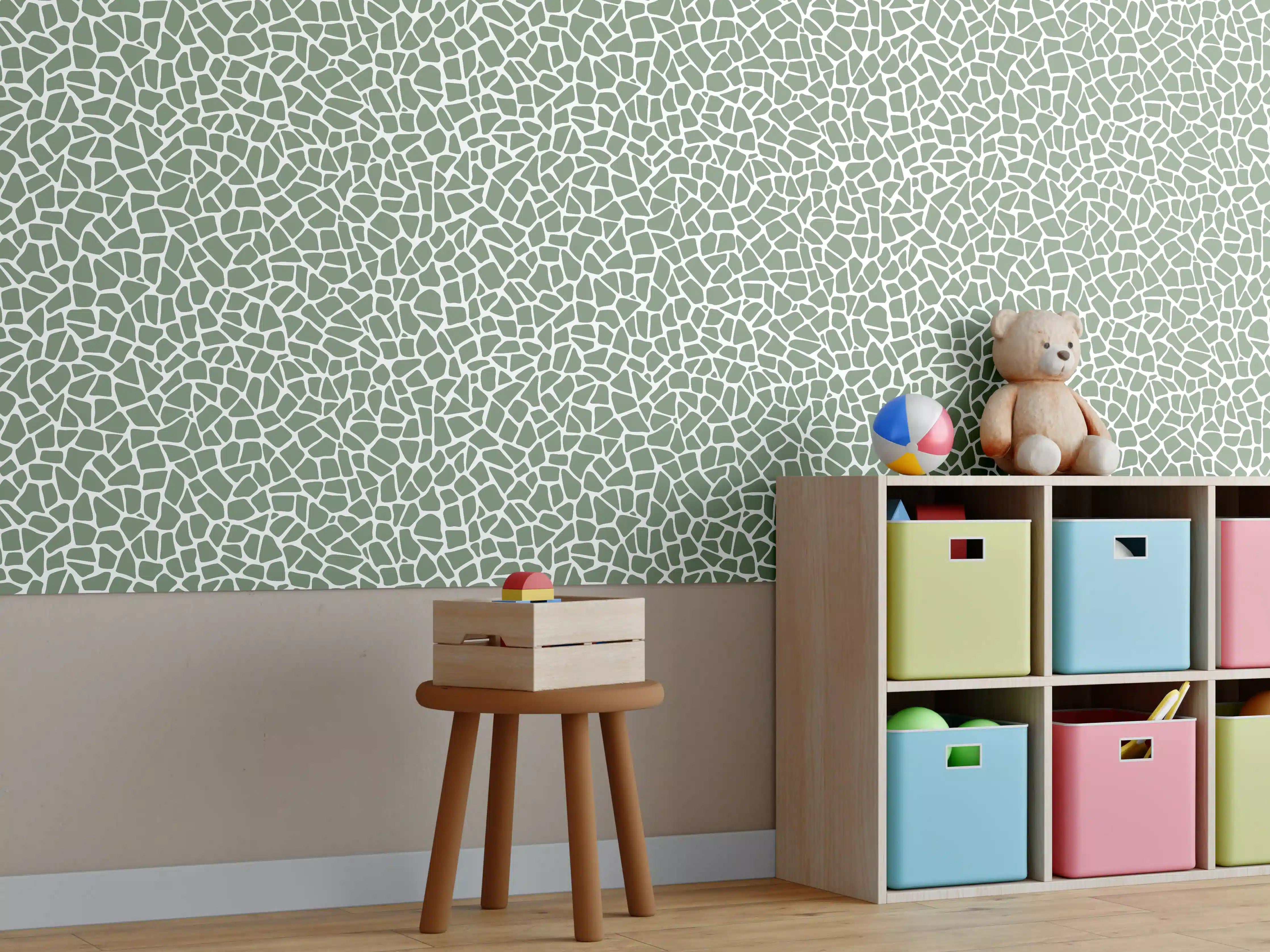 Kinderzimmer Wandgestaltung - Helle, zeitlose Fliesentapete