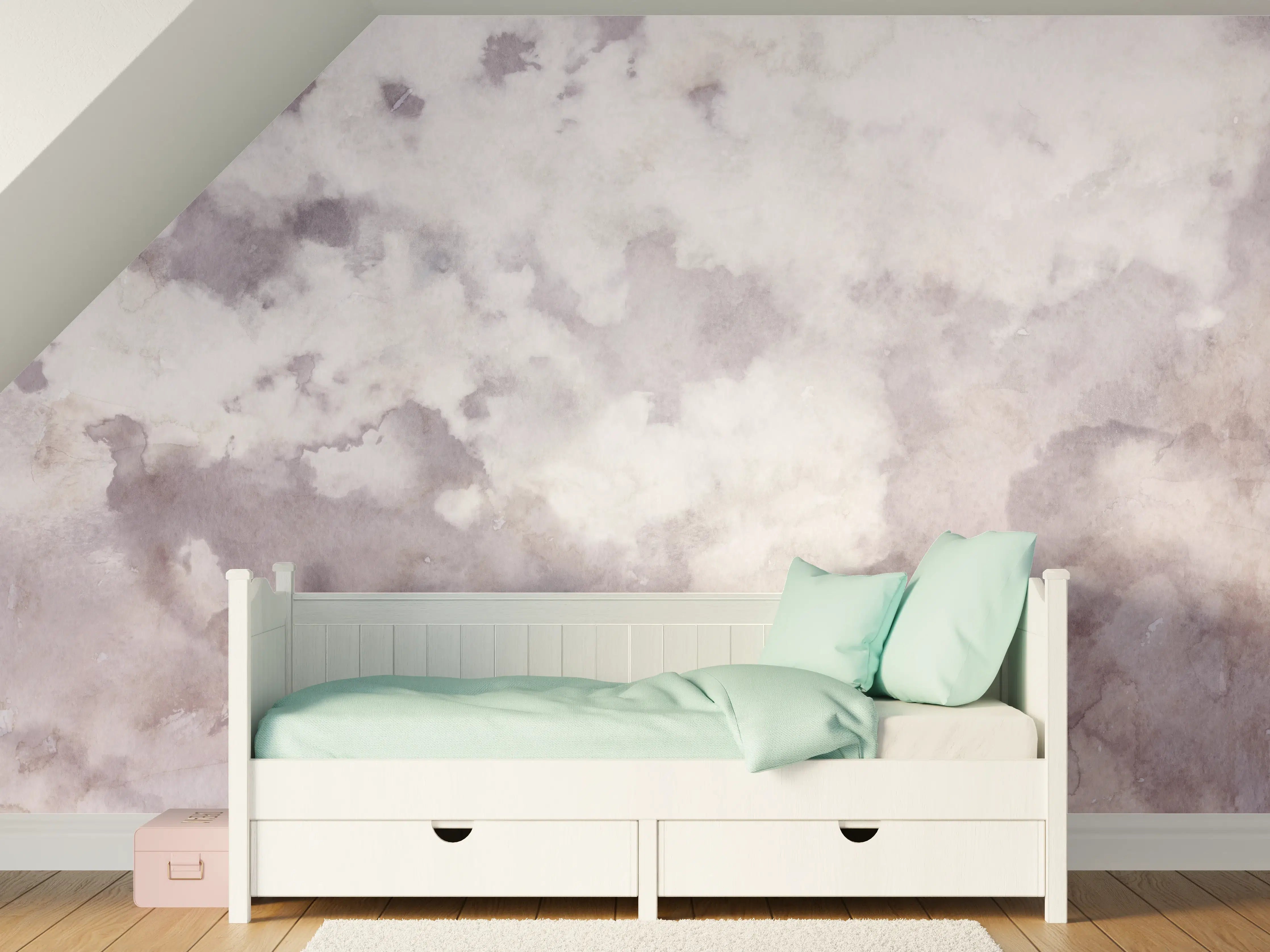 Kinderzimmer Wandgestaltung - Heller Beton mit Wasserflecken