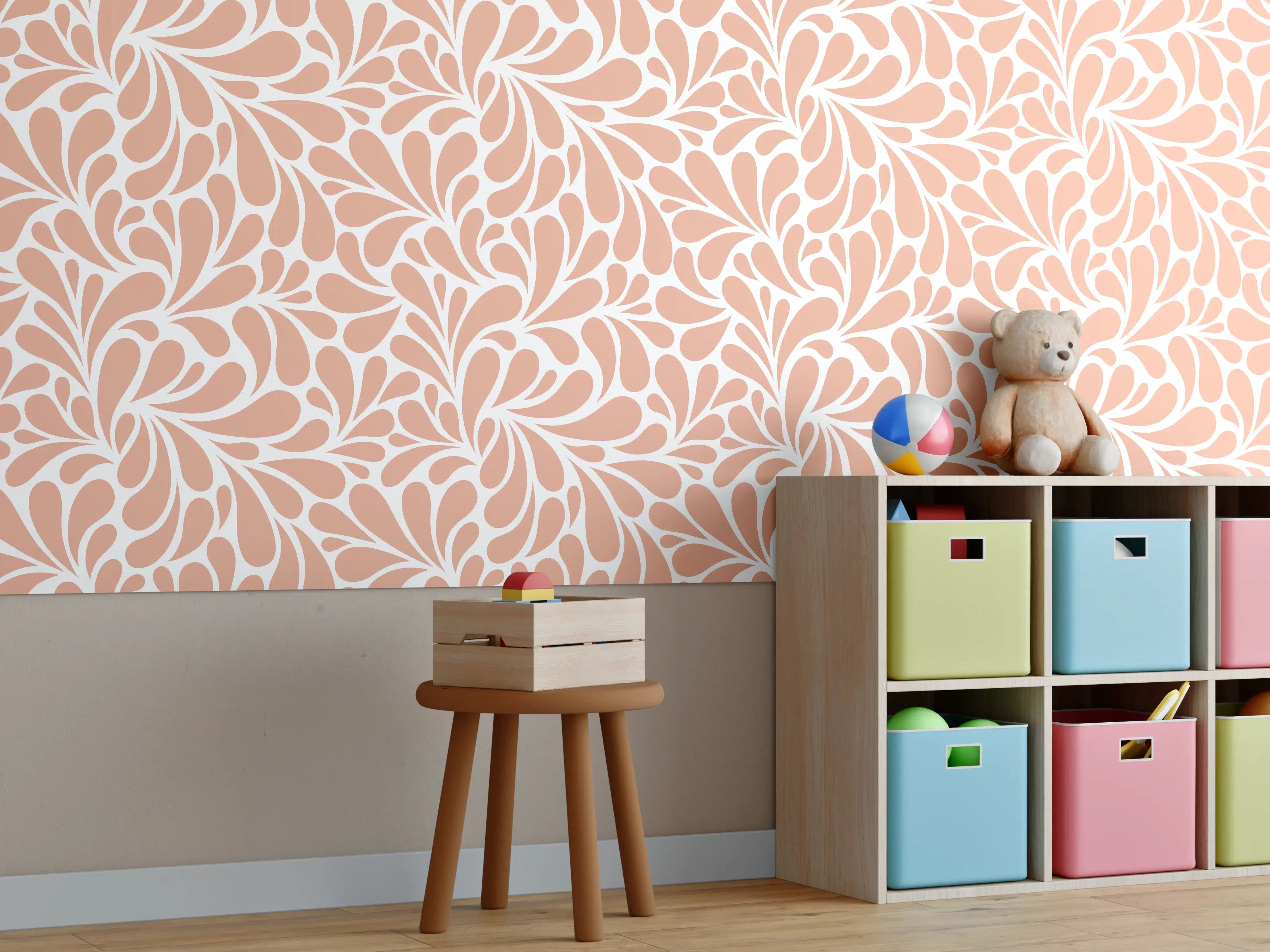 Kinderzimmer Wandgestaltung - Heller Grauweiß-Ton mit feinen Musterdetails