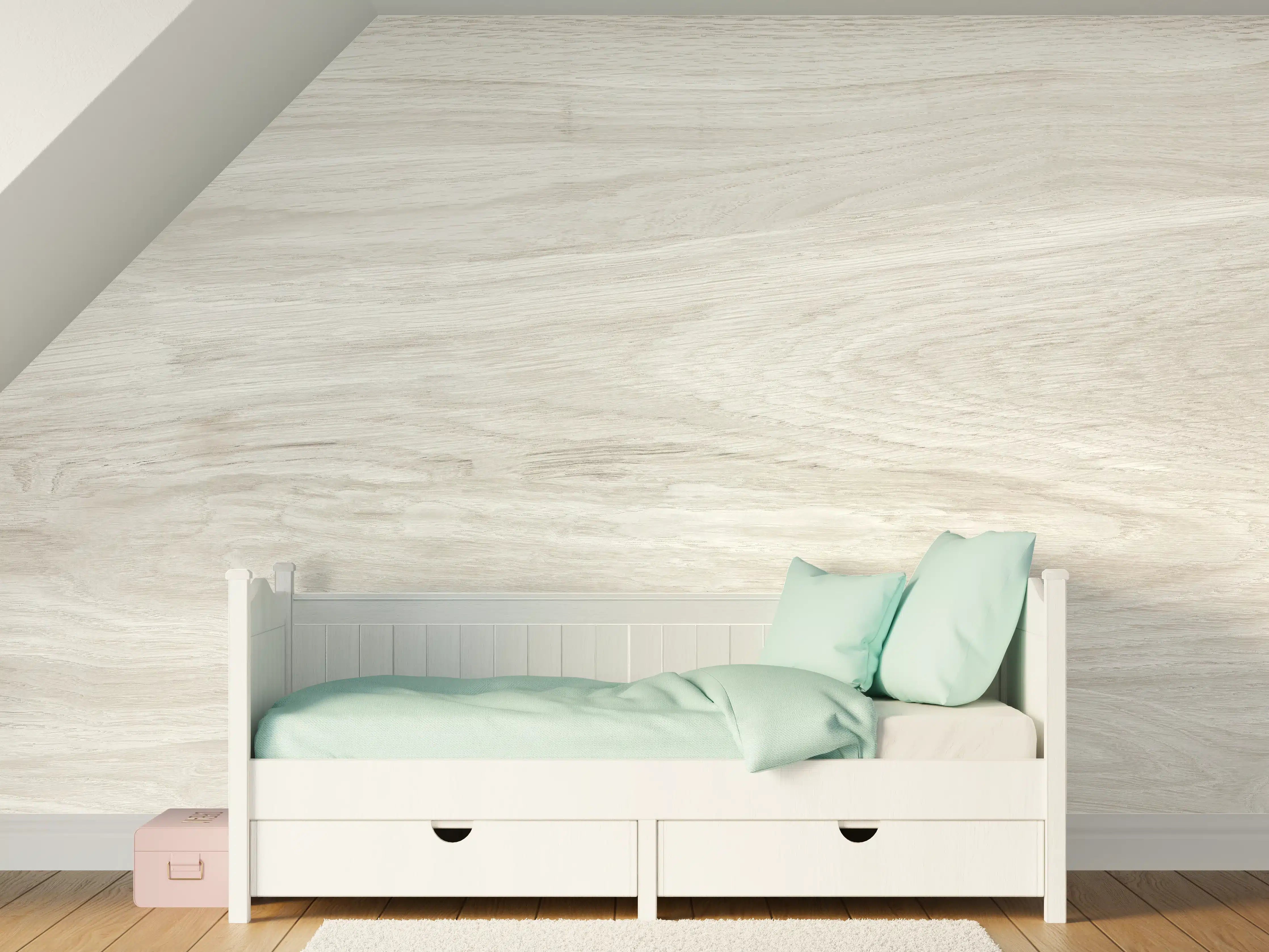 Kinderzimmer Wandgestaltung - Heller Holzfurnier mit sanften Maserungen