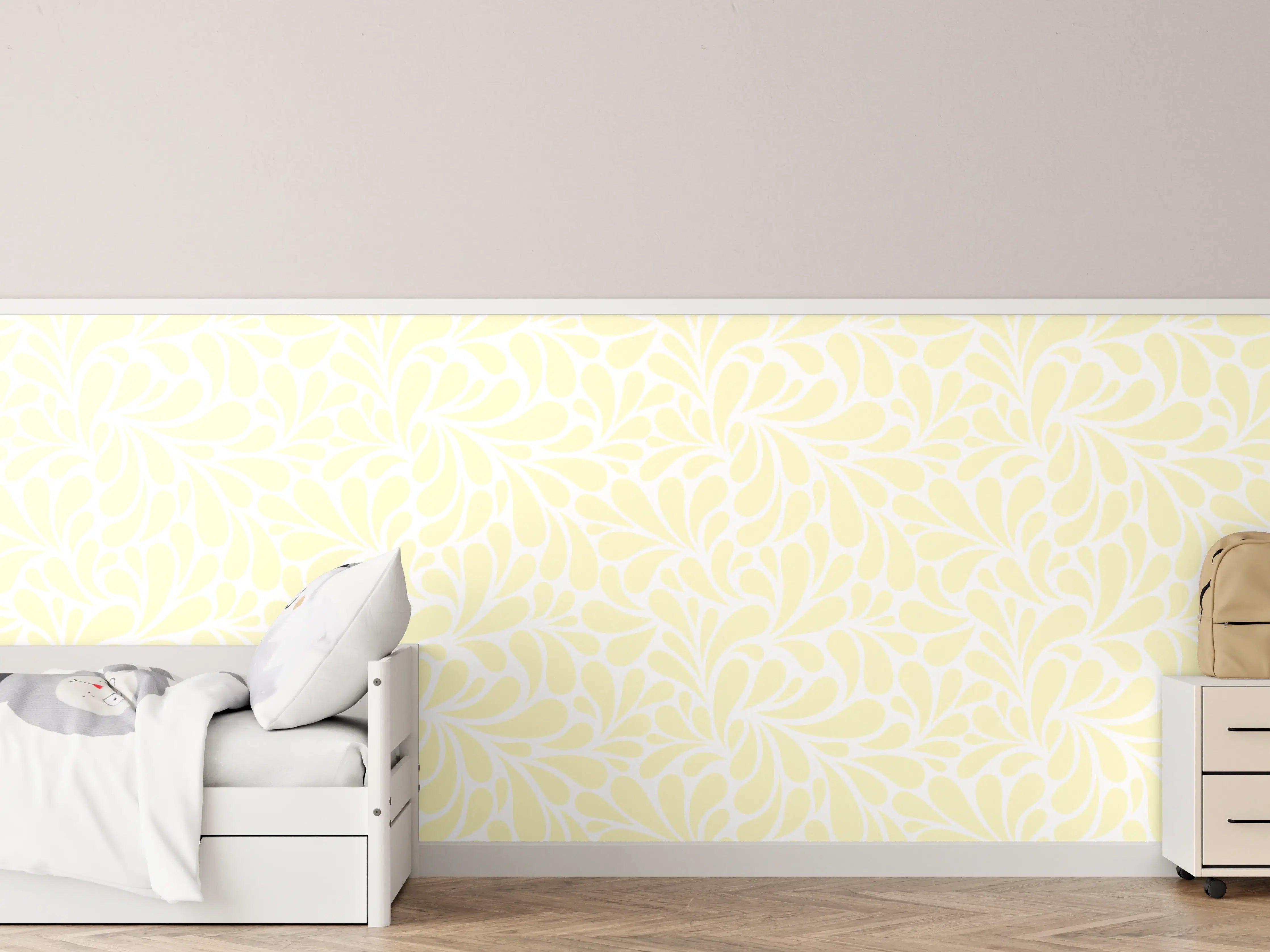 Kinderzimmer Wandgestaltung - Heller Limone-Crema-Wand