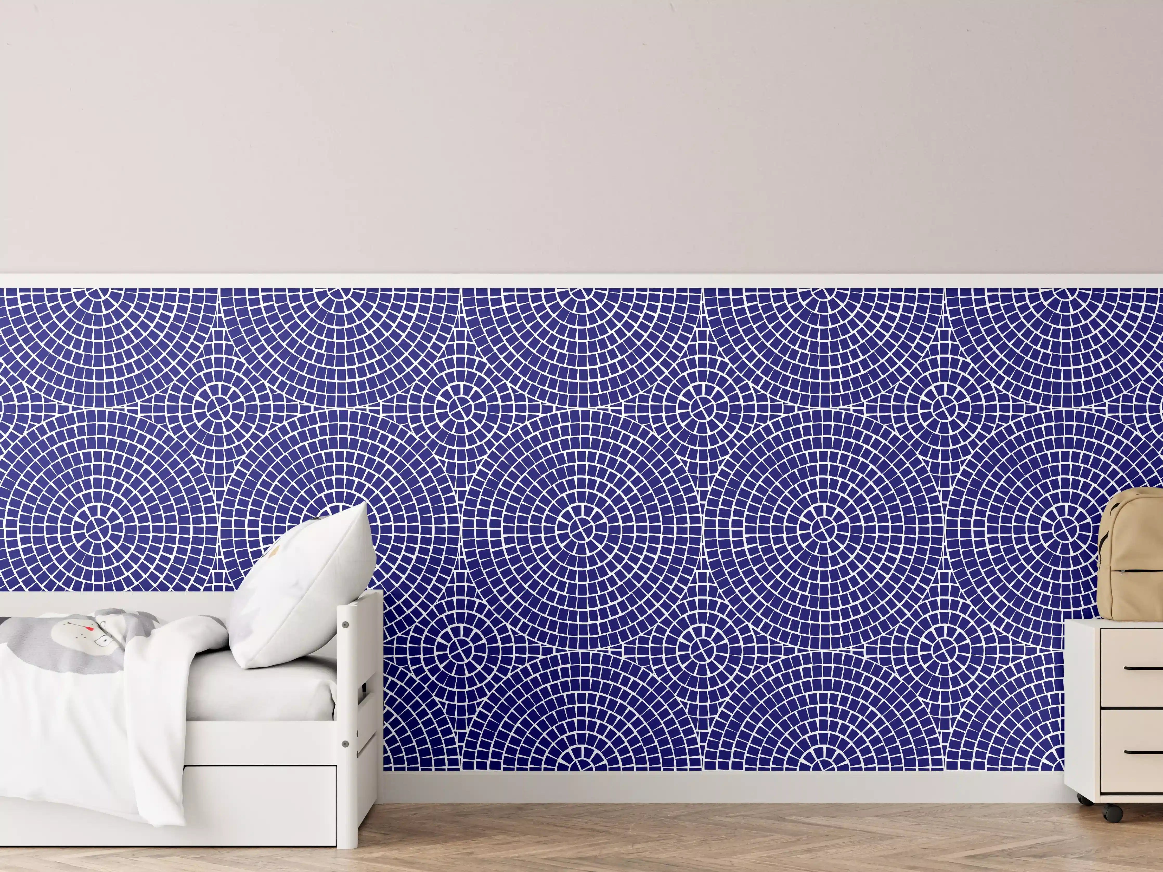 Kinderzimmer Wandgestaltung - Heller Mosaik mit blauen und grauen Nuancen