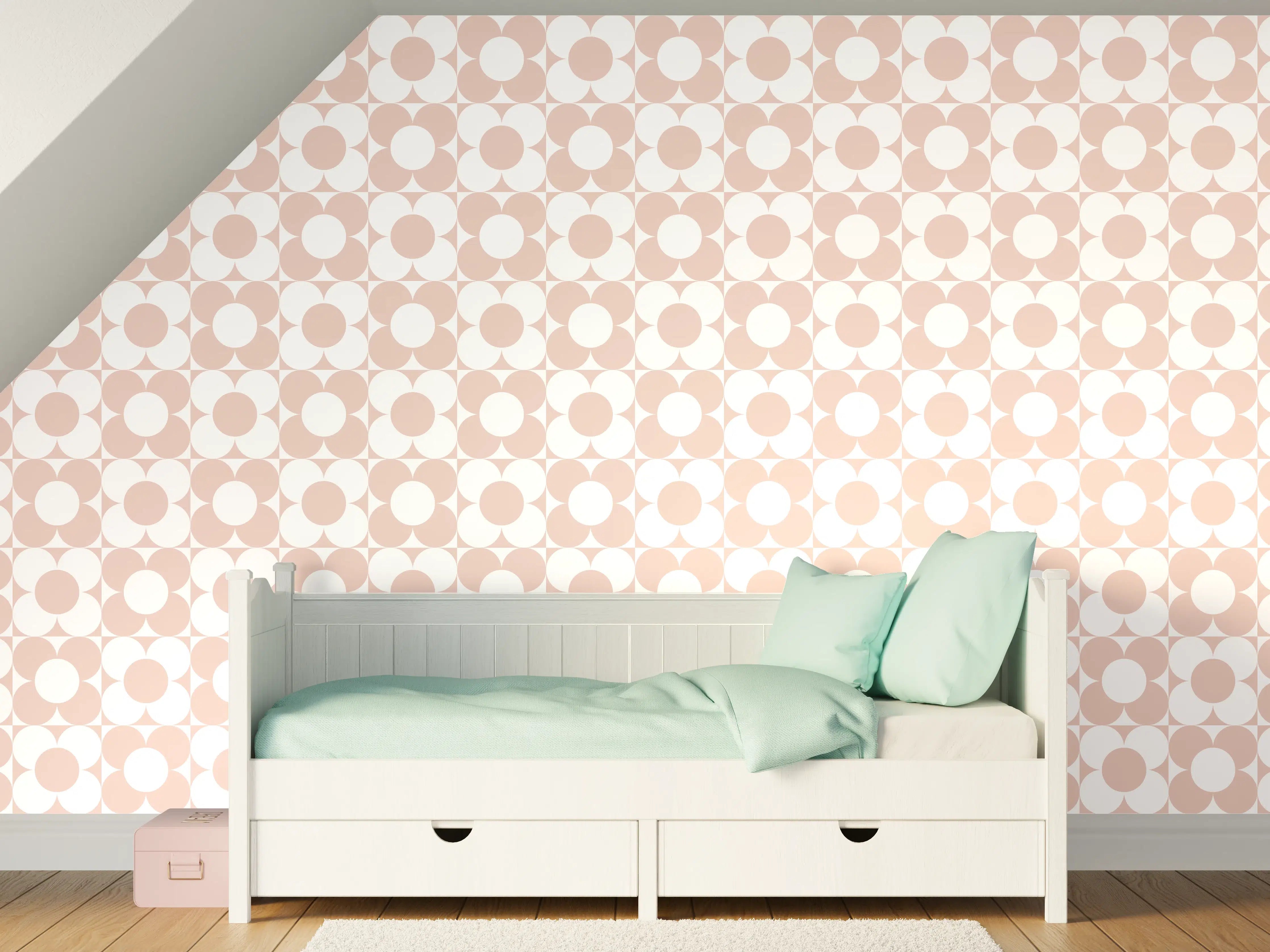 Kinderzimmer Wandgestaltung - Heller Weiß-Grau-Muster mit zarten Graunuancen