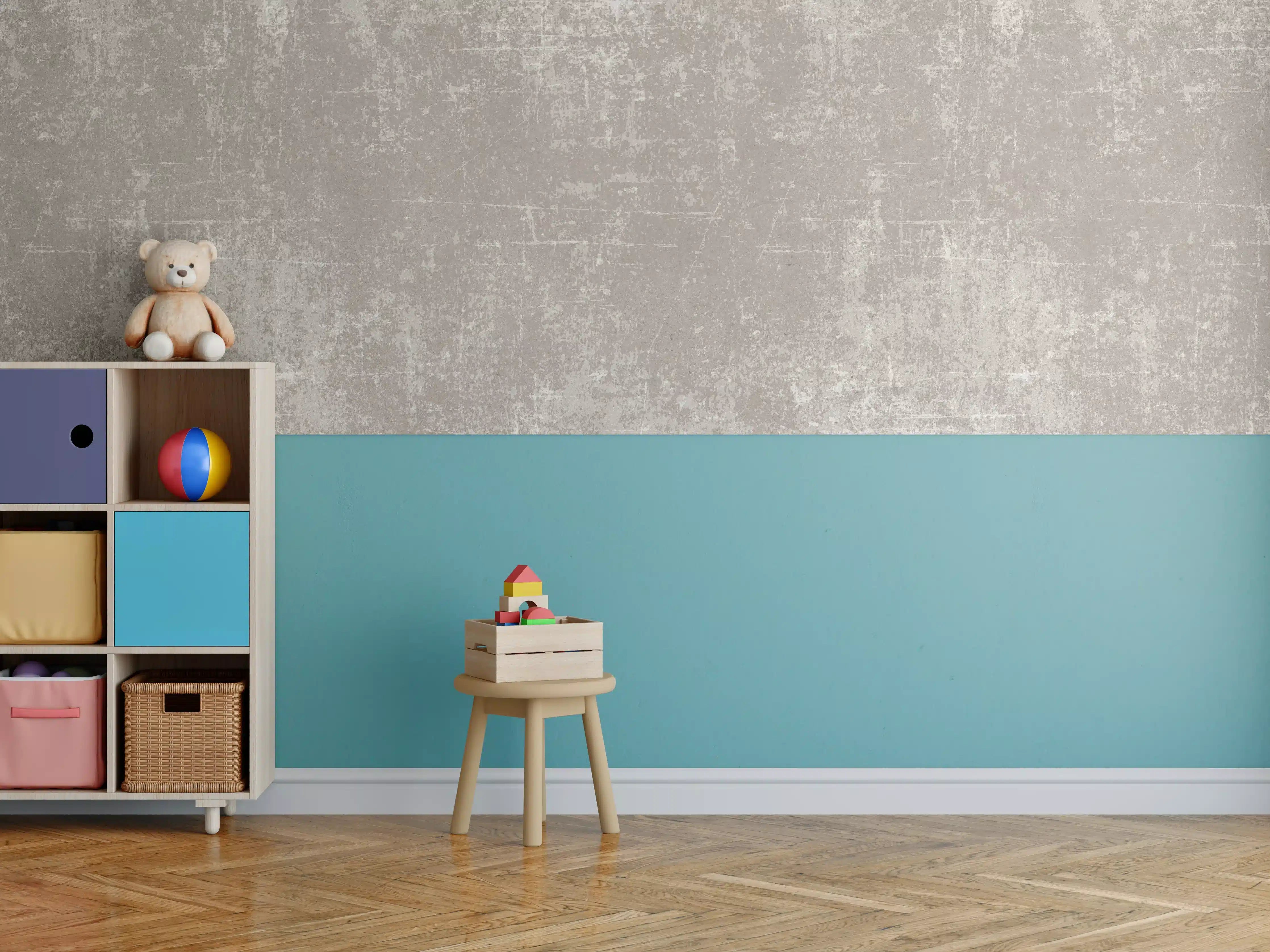 Kinderzimmer Wandgestaltung - Heller Zementhintergrund