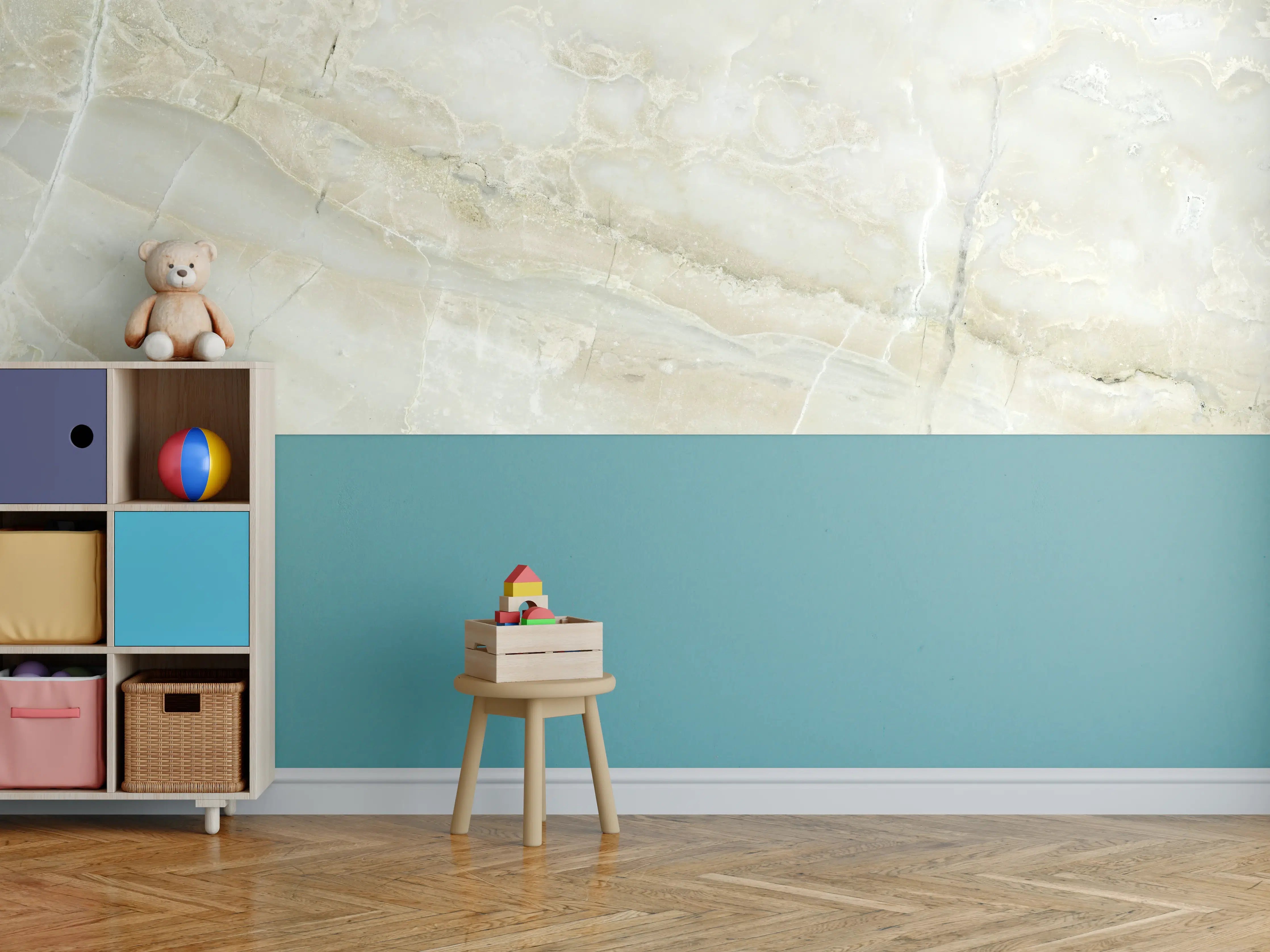 Kinderzimmer Wandgestaltung - Helles Beige-Kalkstein-Design