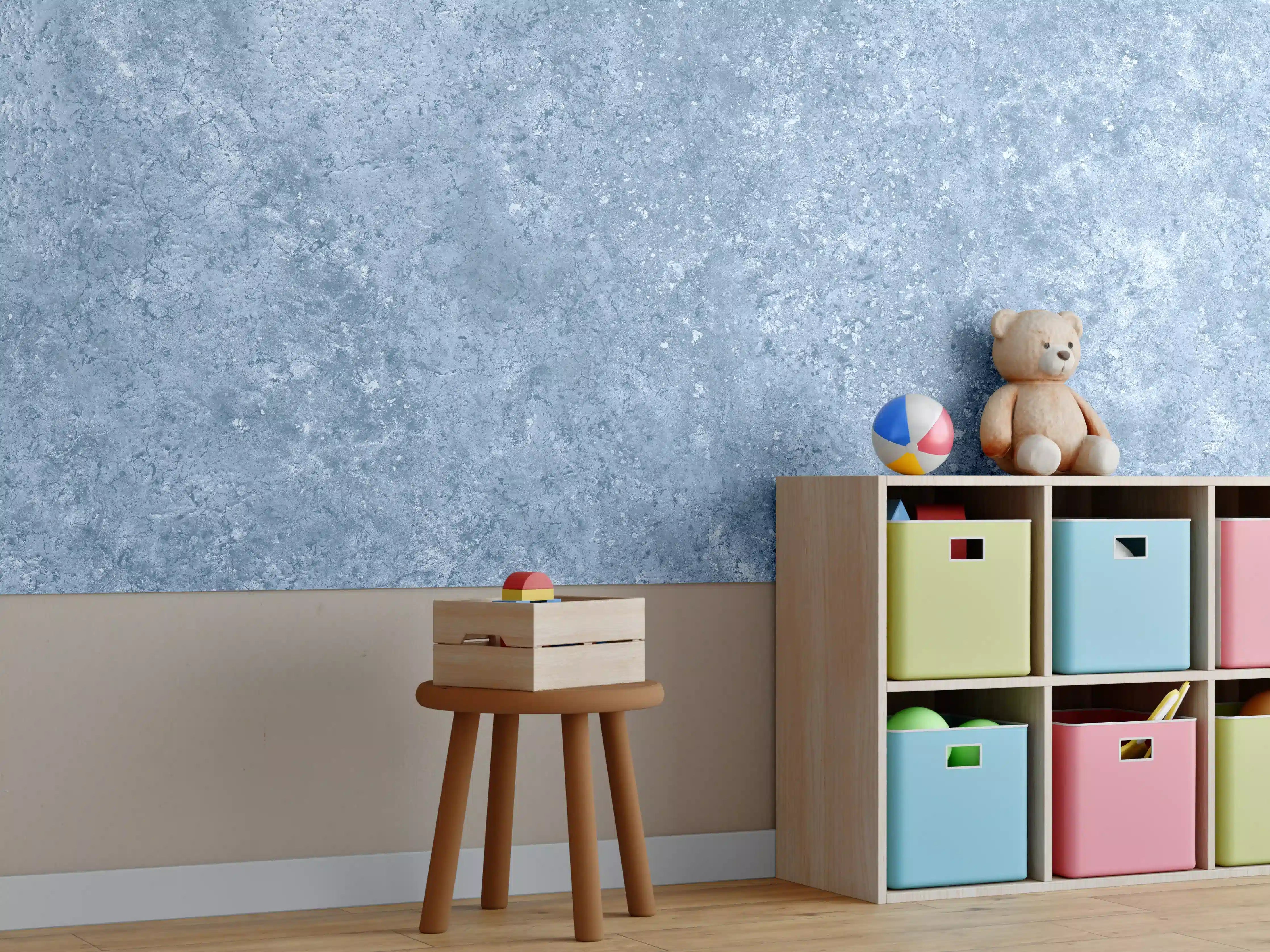 Kinderzimmer Wandgestaltung - Helles Grau mit Struktureffekt