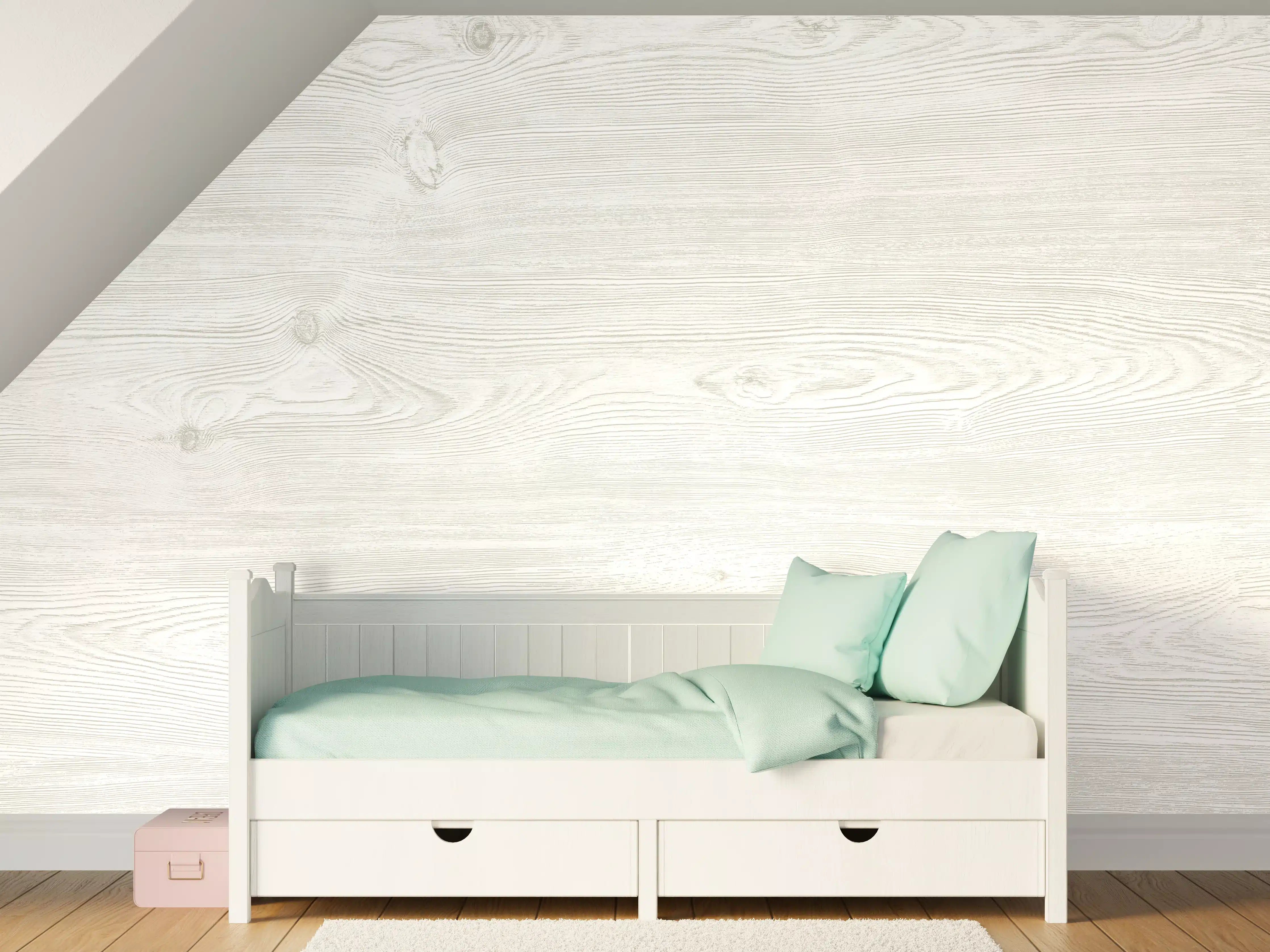 Kinderzimmer Wandgestaltung - Helles Holzdesign mit blassen Farbtönen