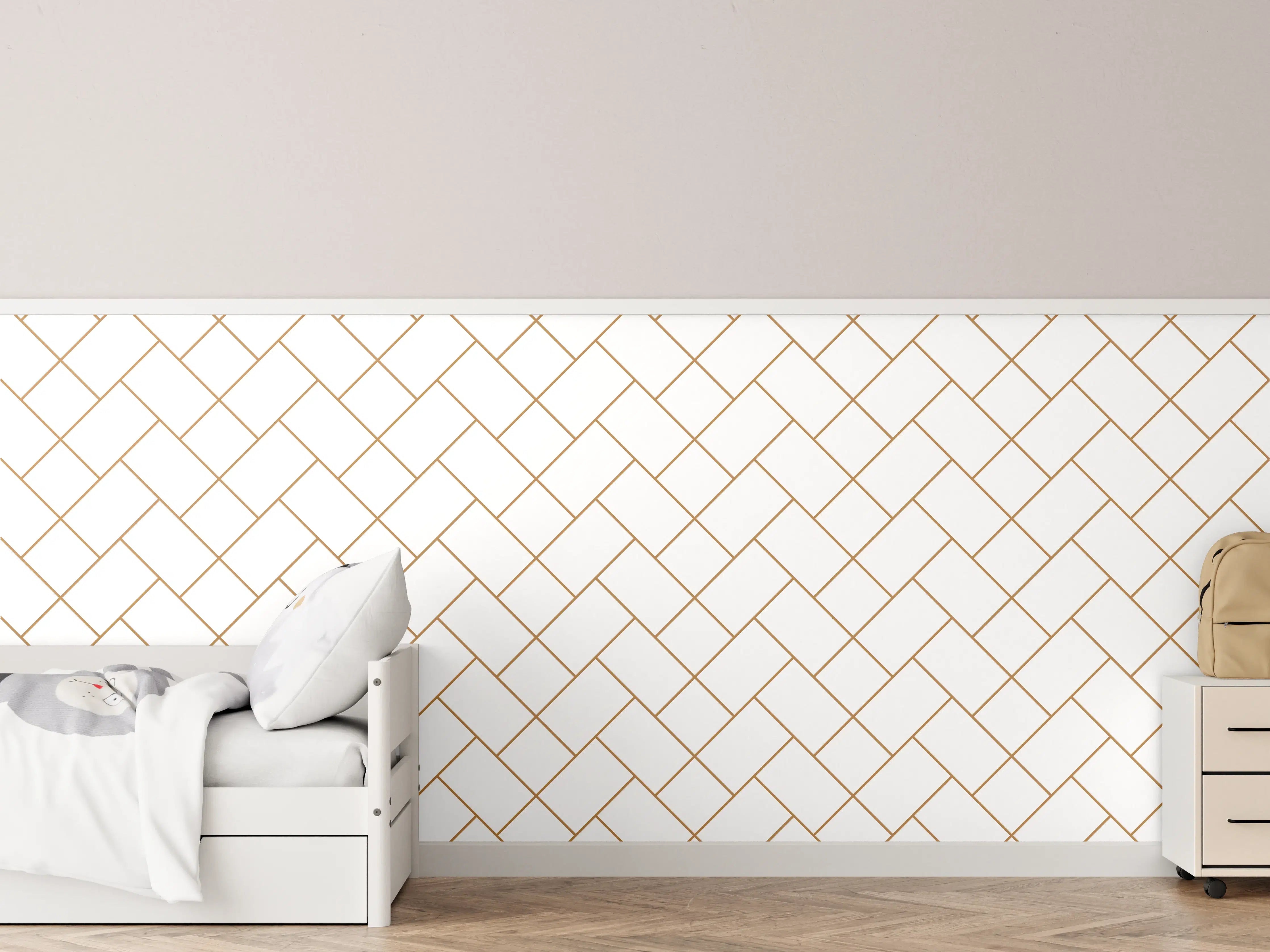 Kinderzimmer Wandgestaltung - Helles, geometrisches Muster in Braun